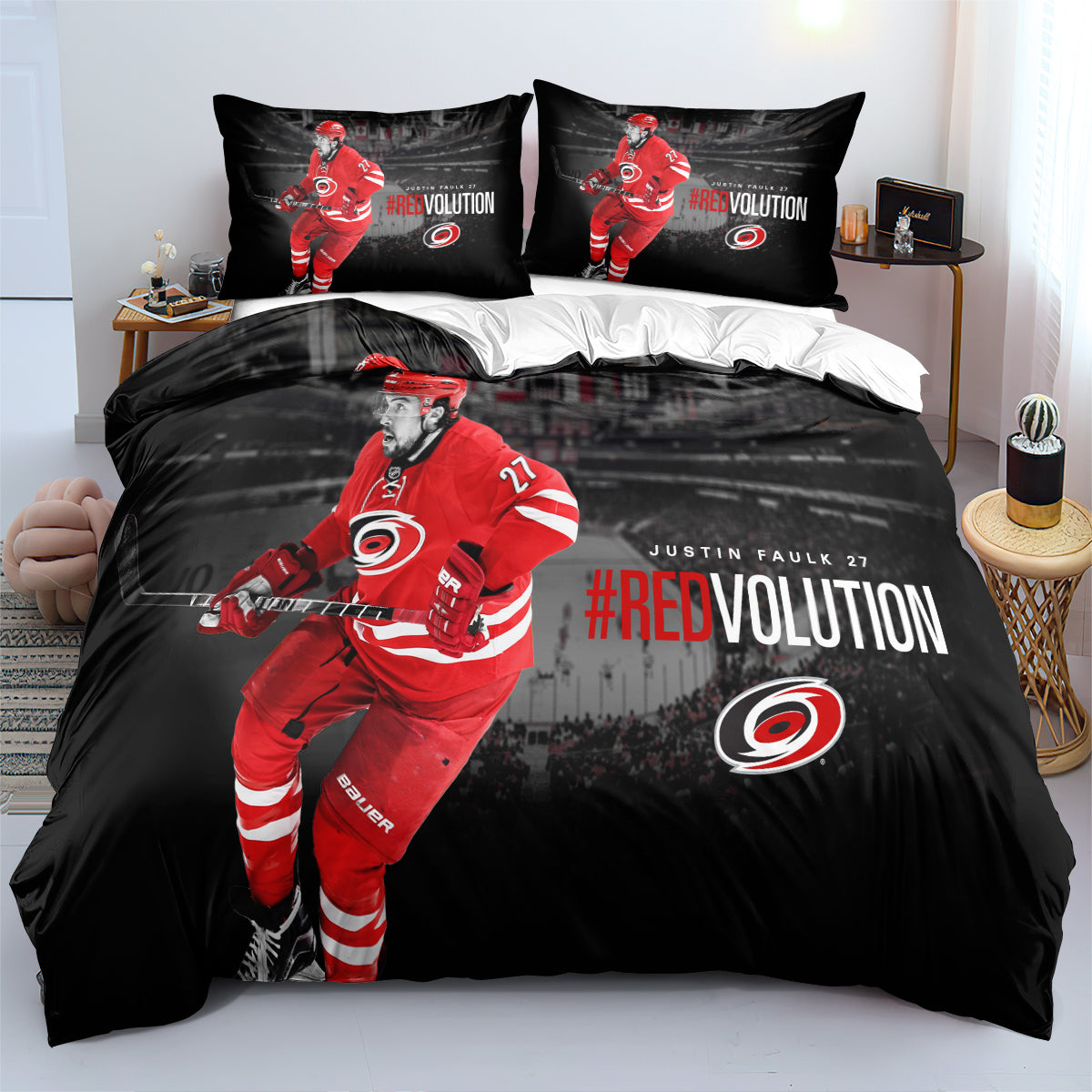 Carolina Hurricanes Hockey League Duvet Cover Quilt Case Pillowcase