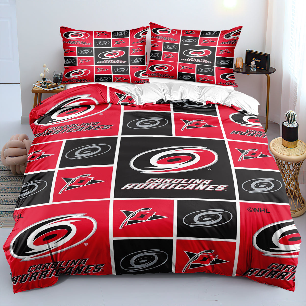 Carolina Hurricanes Hockey League Duvet Cover Quilt Case Pillowcase