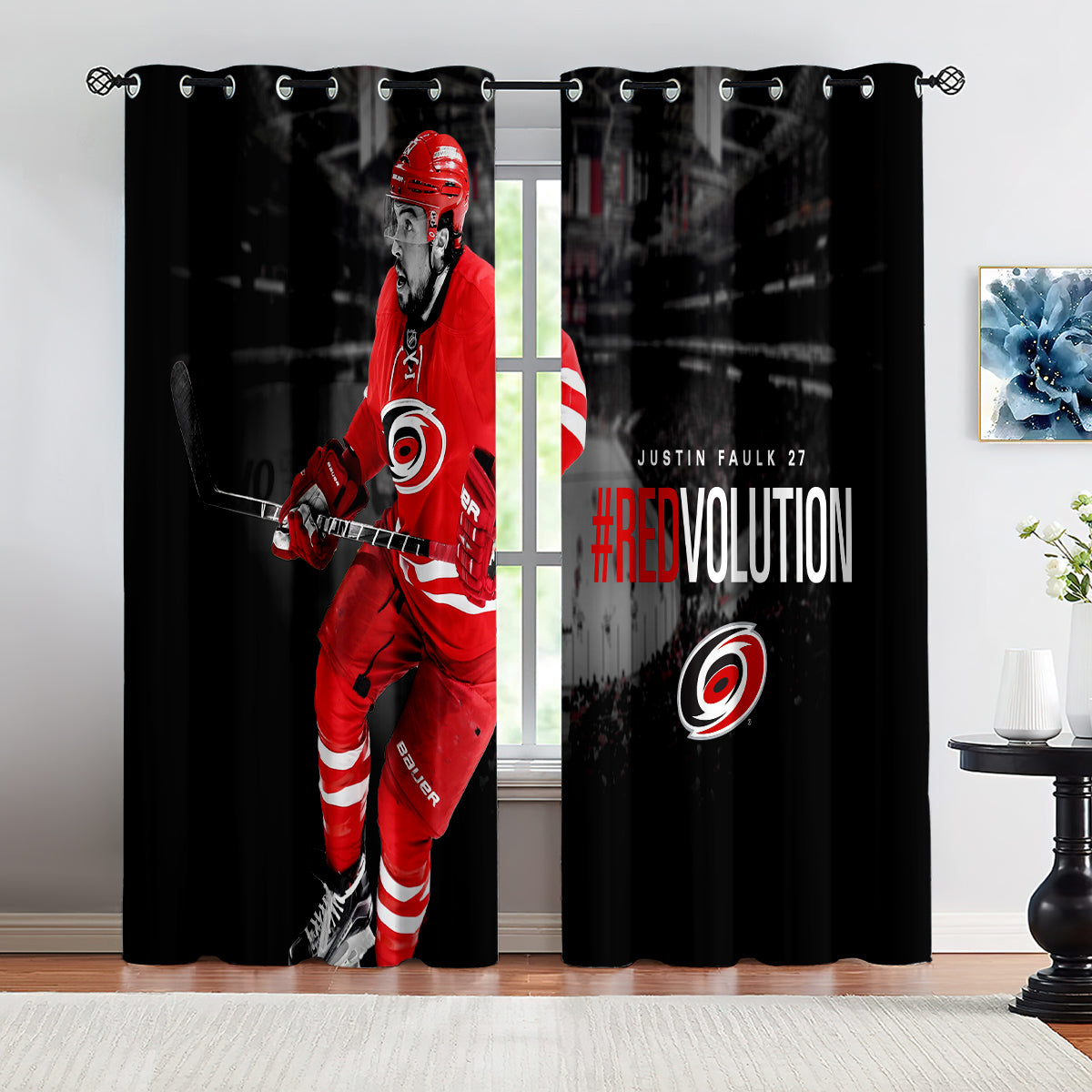 Carolina Hurricanes Hockey League Blackout Curtains Drapes For Window Treatment Set