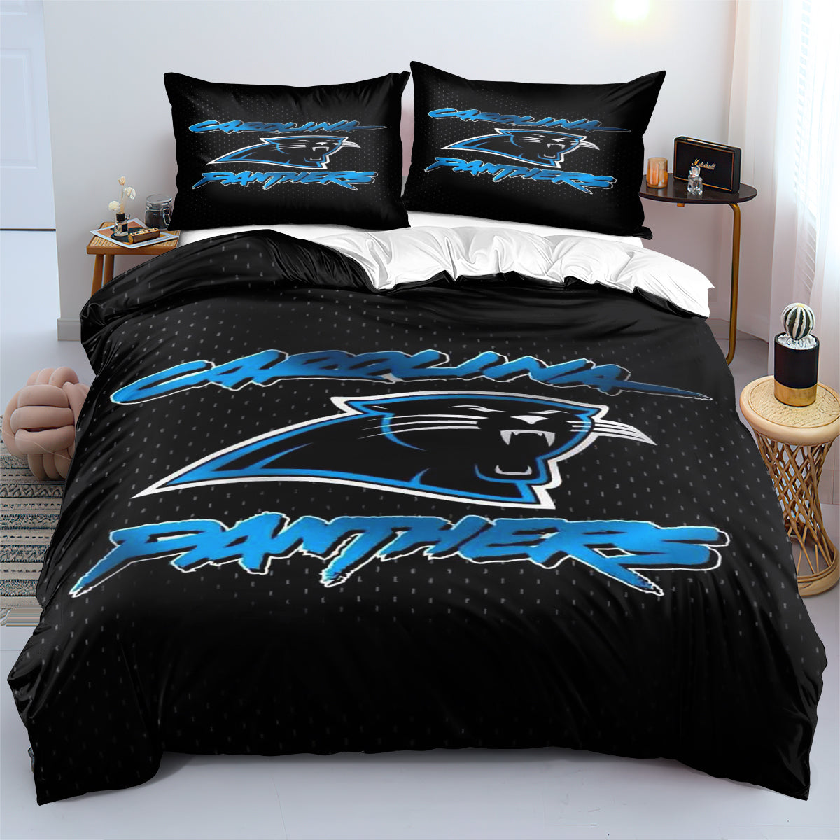 Carolina Panthers Football League Duvet Cover Quilt Cover Pillowcase Bedding Set  Bedroom Decor