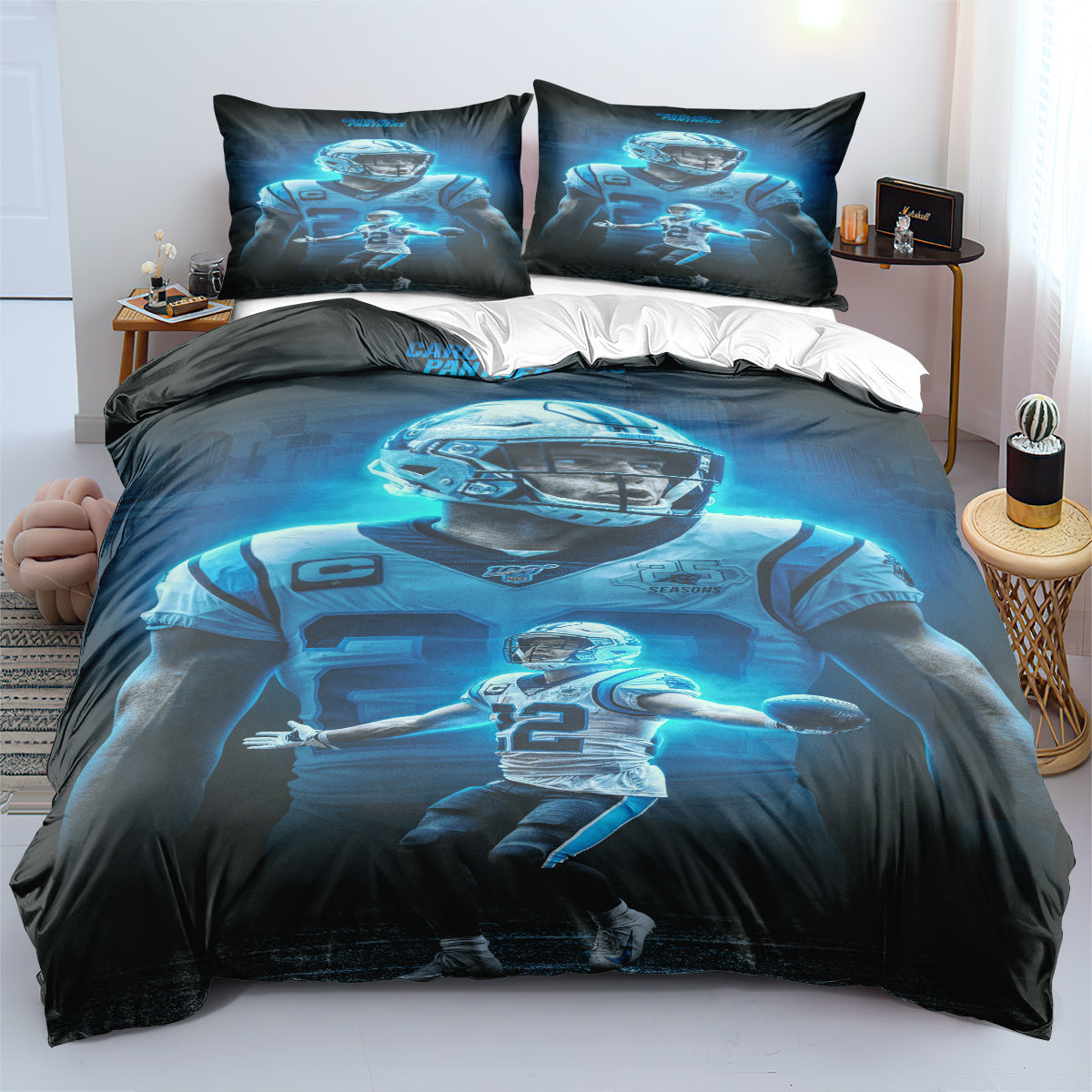 Carolina Panthers Football League Duvet Cover Quilt Cover Pillowcase Bedding Set  Bedroom Decor