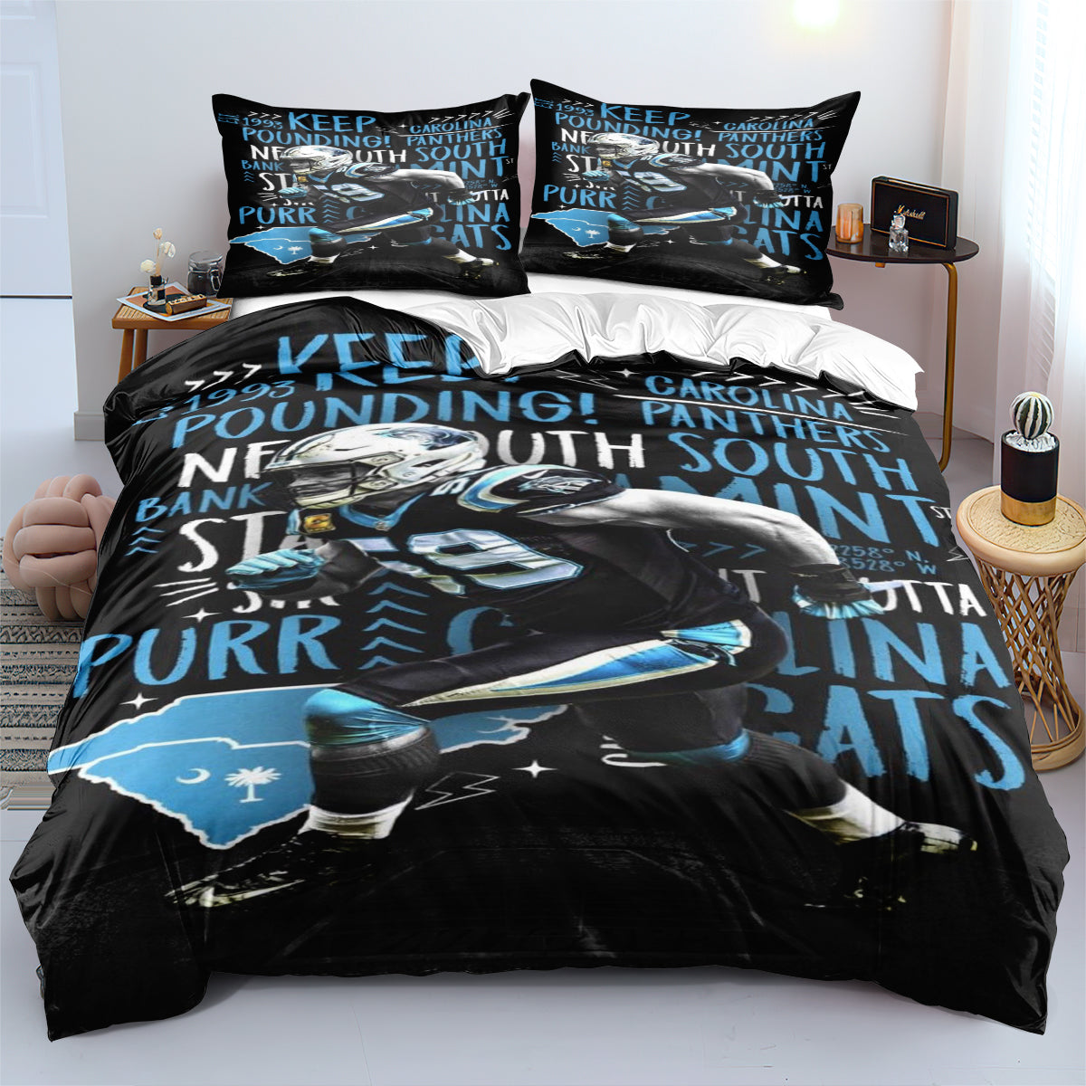 Carolina Panthers Football League Duvet Cover Quilt Cover Pillowcase Bedding Set  Bedroom Decor