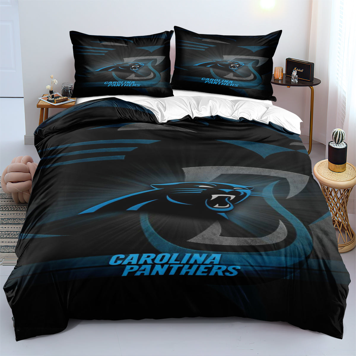 Carolina Panthers Football League Duvet Cover Quilt Cover Pillowcase Bedding Set  Bedroom Decor