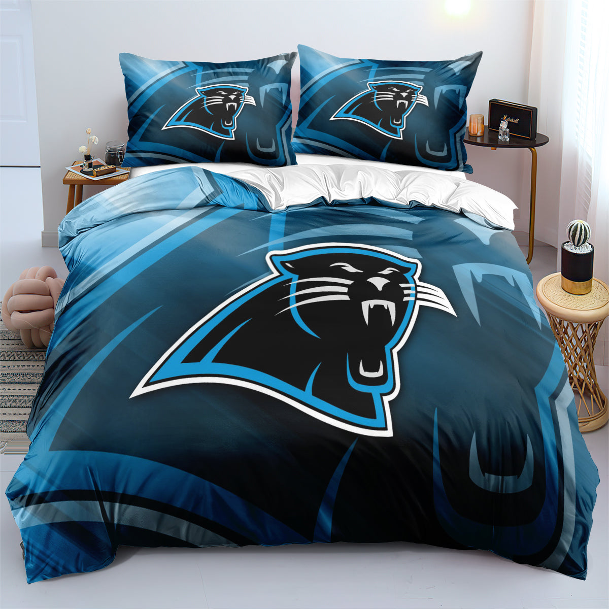 Carolina Panthers Football League Duvet Cover Quilt Cover Pillowcase Bedding Set  Bedroom Decor