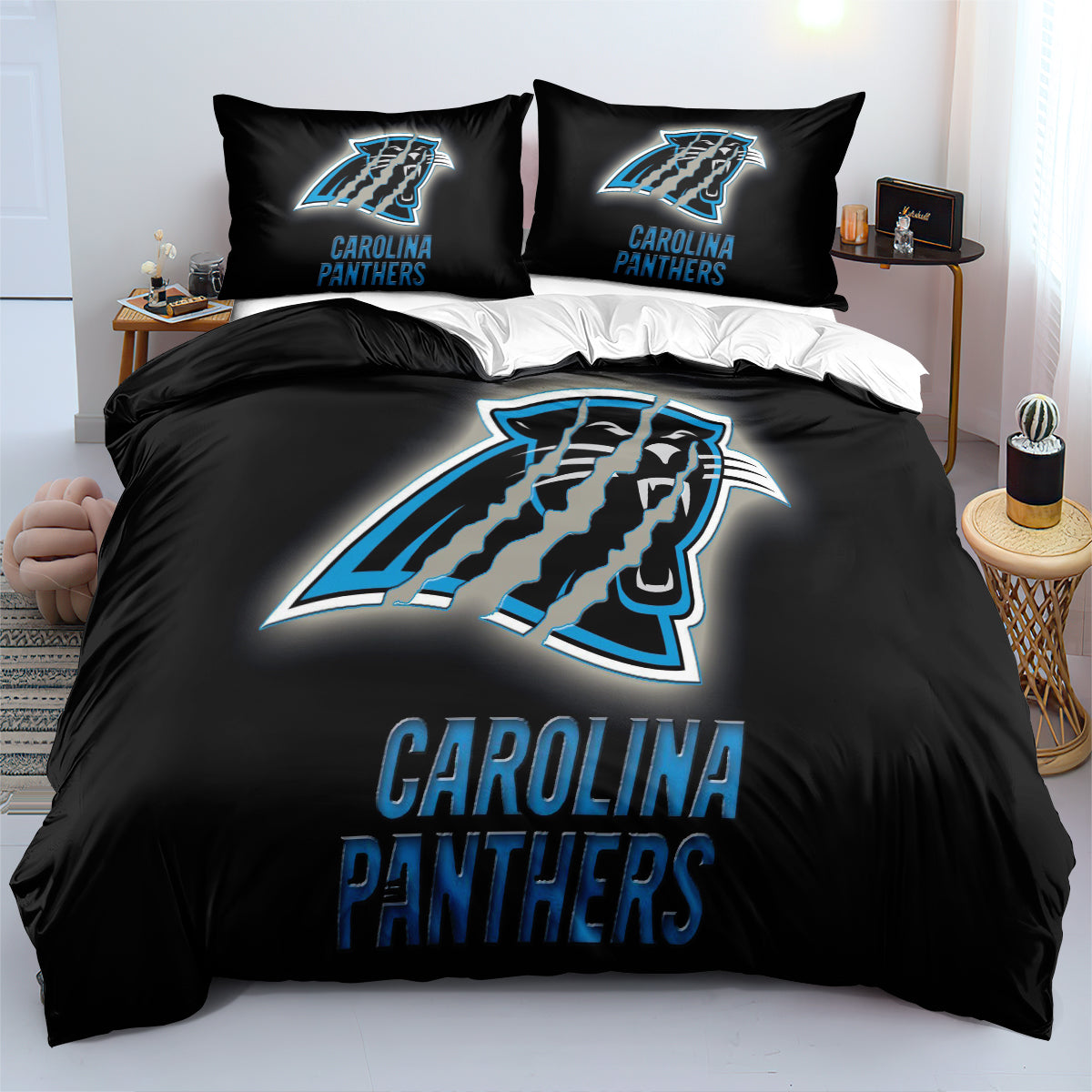 Carolina Panthers Football League Duvet Cover Quilt Cover Pillowcase Bedding Set  Bedroom Decor