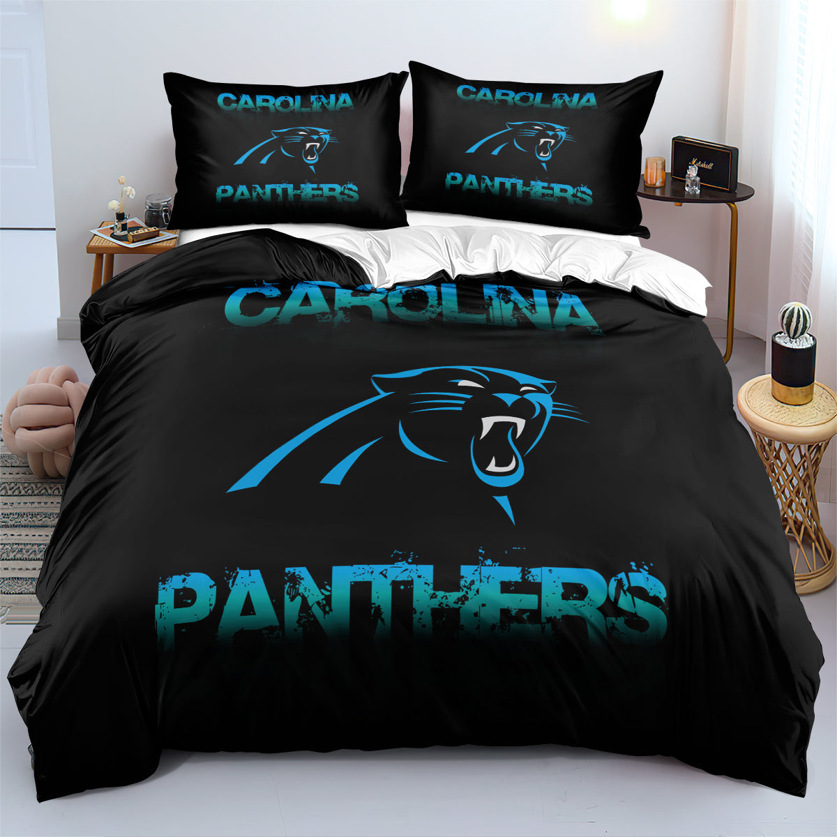 Carolina Panthers Football League Duvet Cover Quilt Cover Pillowcase Bedding Set  Bedroom Decor