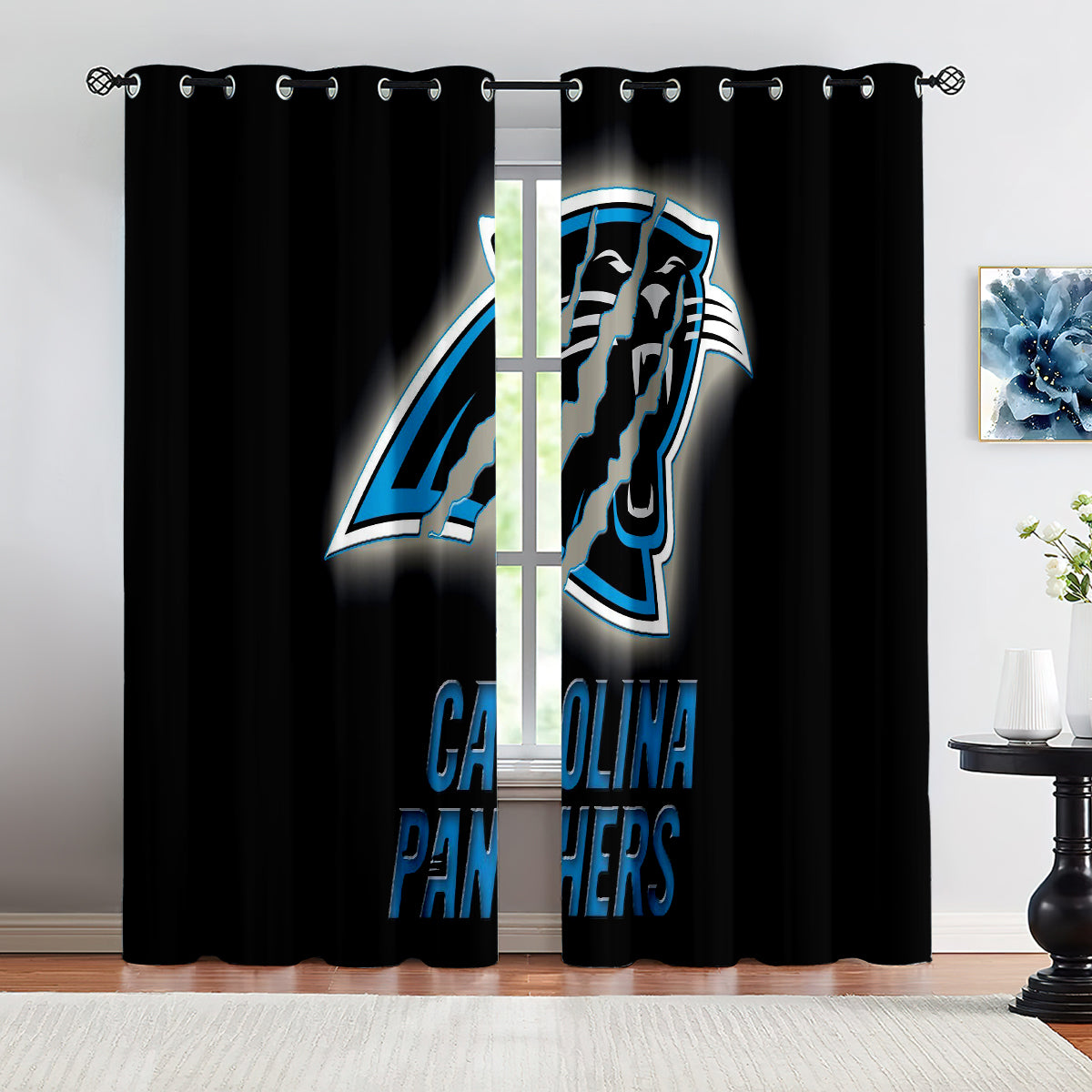 Caroline Panthers Football League Blackout Curtains Drapes for Window Treatment Set