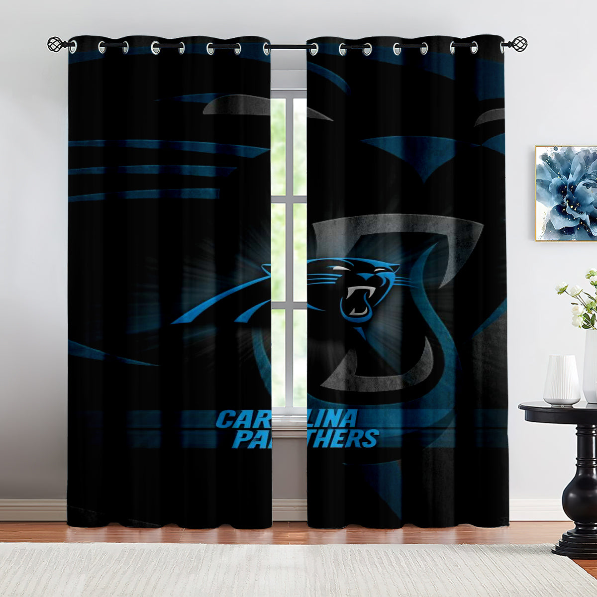 Caroline Panthers Football League Blackout Curtains Drapes for Window Treatment Set