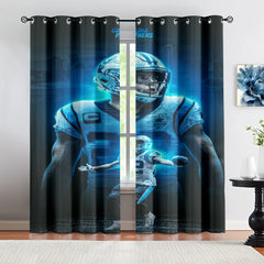 Caroline Panthers Football League Blackout Curtains Drapes for Window Treatment Set