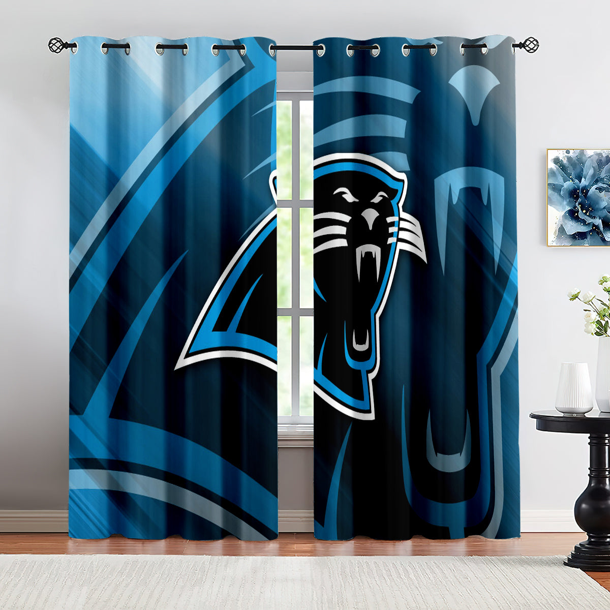 Caroline Panthers Football League Blackout Curtains Drapes for Window Treatment Set