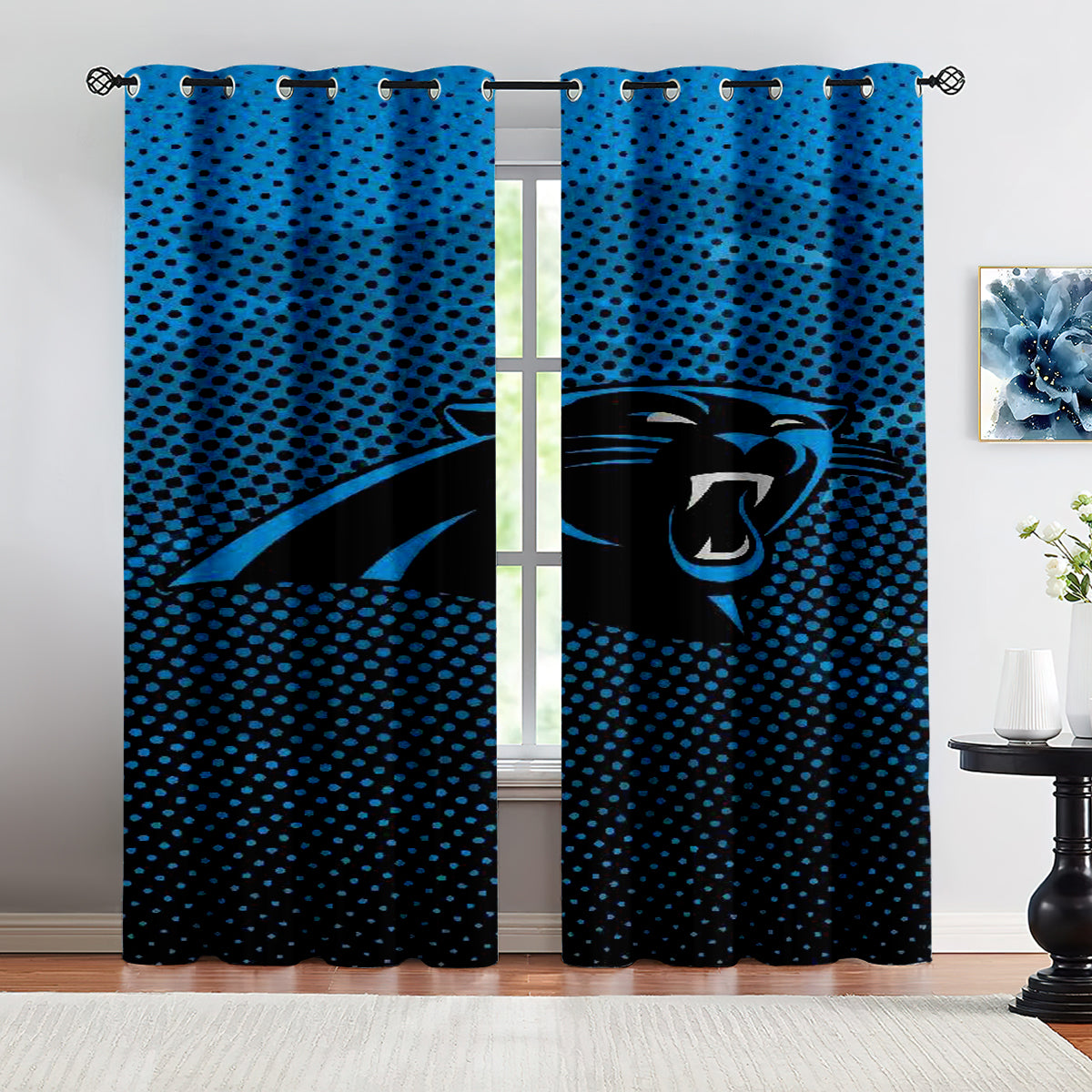 Caroline Panthers Football League Blackout Curtains Drapes for Window Treatment Set