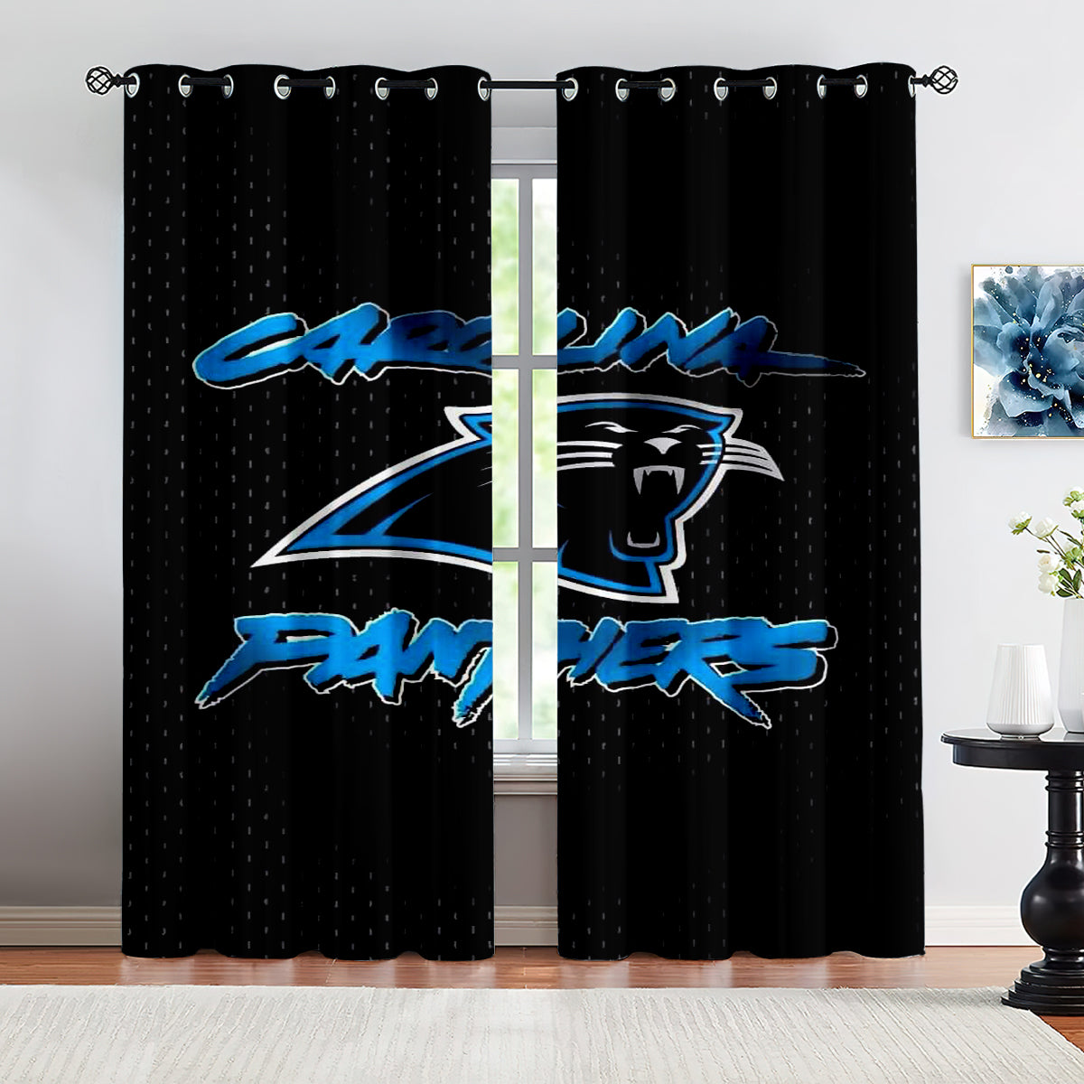 Caroline Panthers Football League Blackout Curtains Drapes for Window Treatment Set