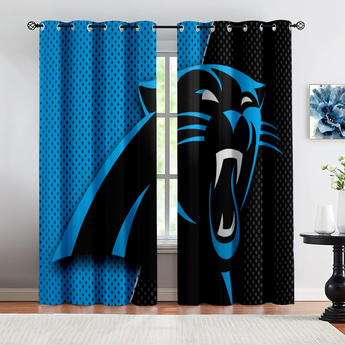 Caroline Panthers Football League Blackout Curtains Drapes for Window Treatment Set