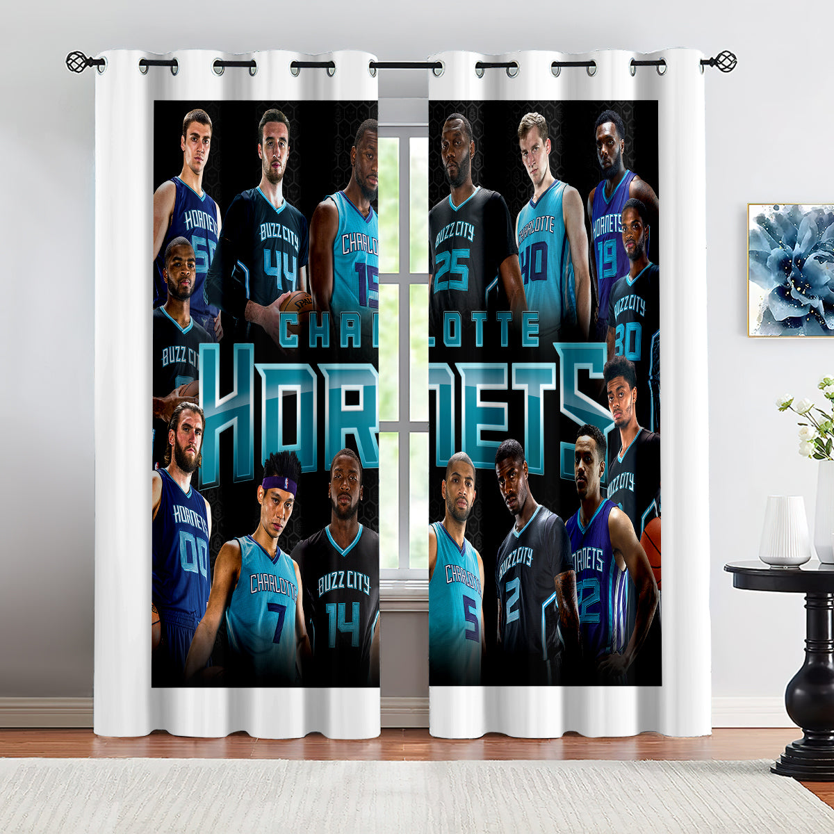 Charlotte Basketball Hornets Blackout Curtains Drapes For Window Treatment Set