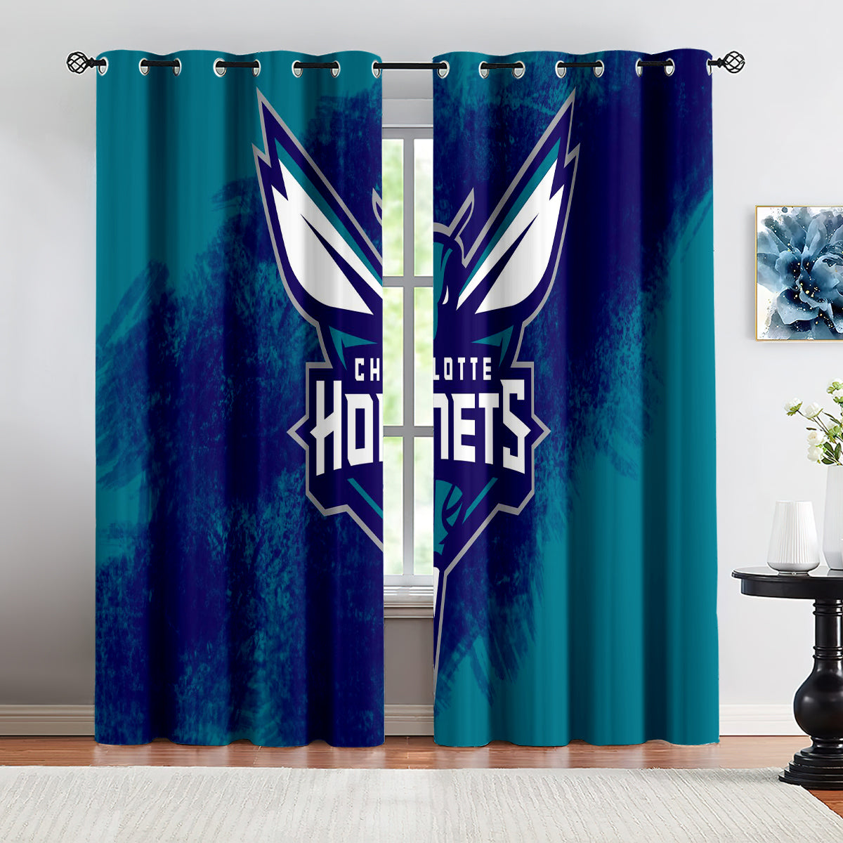 Charlotte Basketball Hornets Blackout Curtains Drapes For Window Treatment Set