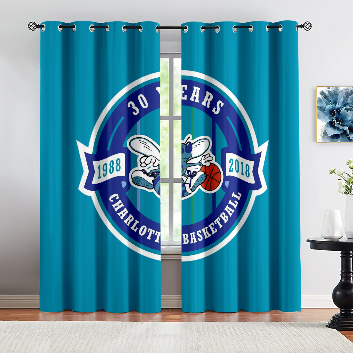 Charlotte Basketball Hornets Blackout Curtains Drapes For Window Treatment Set