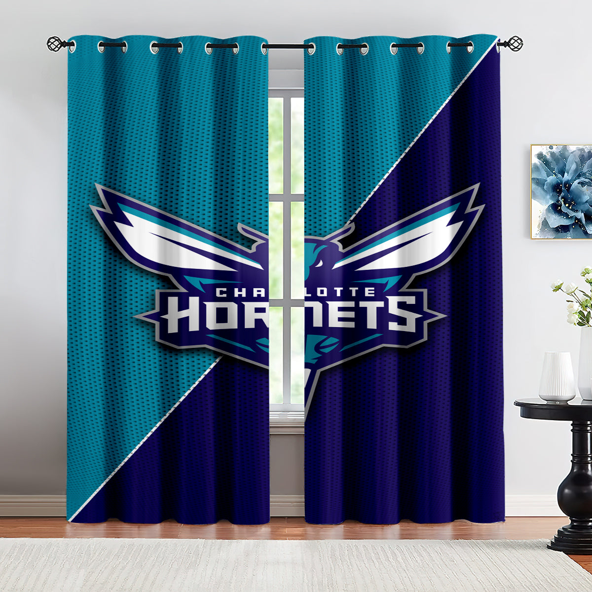 Charlotte Basketball Hornets Blackout Curtains Drapes For Window Treatment Set