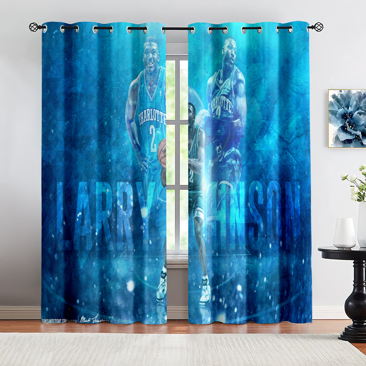 Charlotte Basketball Hornets Blackout Curtains Drapes For Window Treatment Set