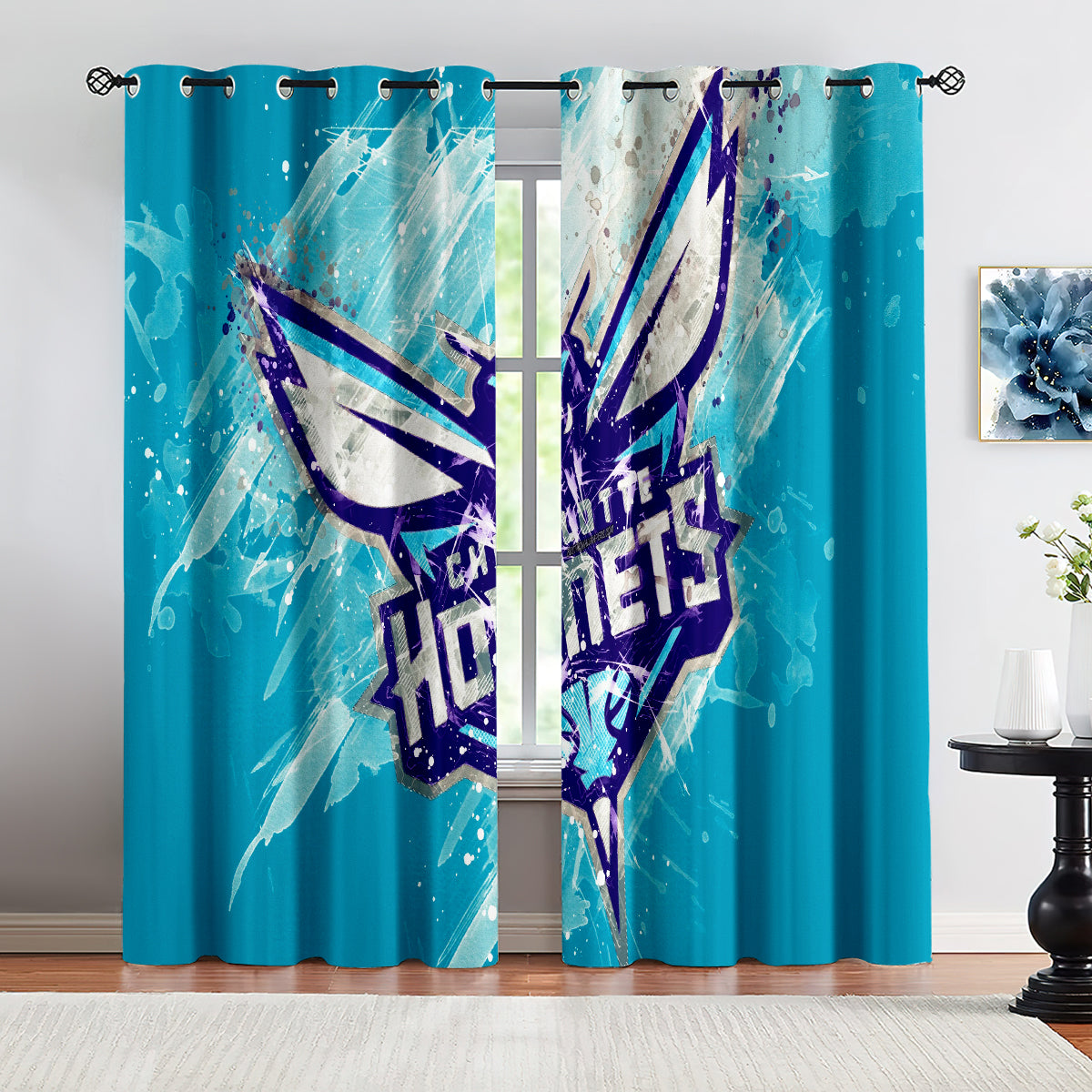 Charlotte Basketball Hornets Blackout Curtains Drapes For Window Treatment Set