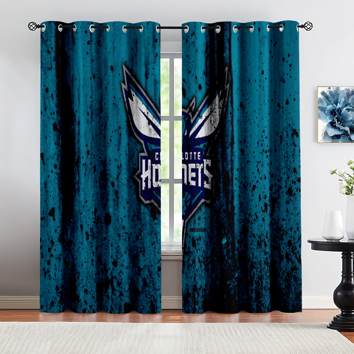 Charlotte Basketball Hornets Blackout Curtains Drapes For Window Treatment Set