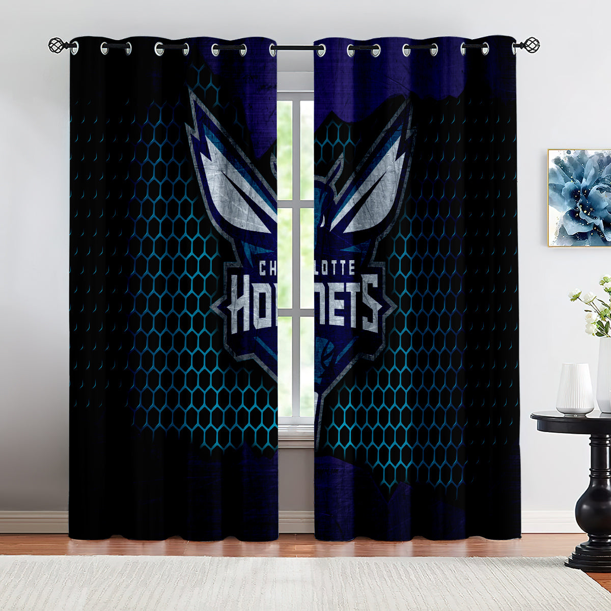 Charlotte Basketball Hornets Blackout Curtains Drapes For Window Treatment Set