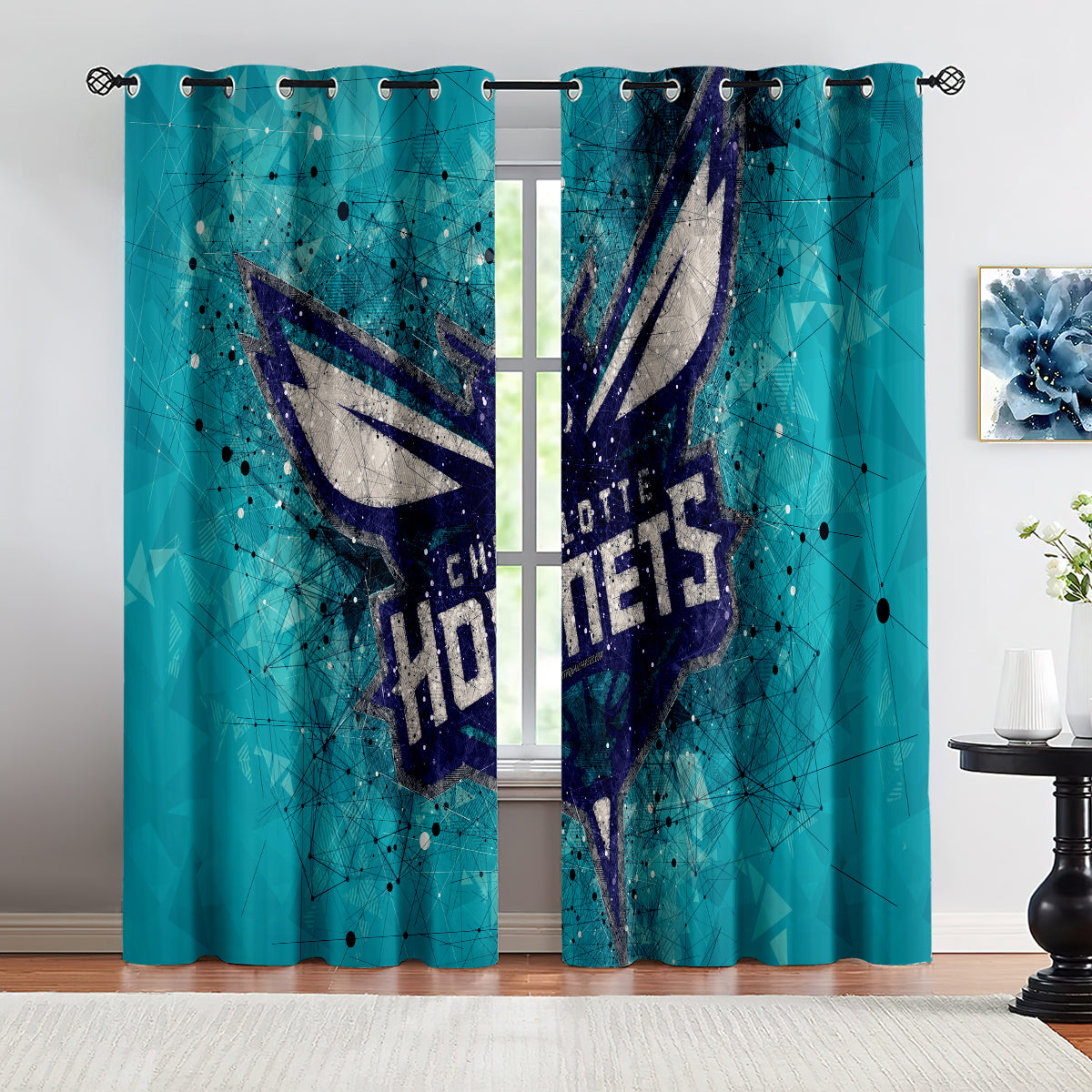 Charlotte Basketball Hornets Blackout Curtains Drapes For Window Treatment Set