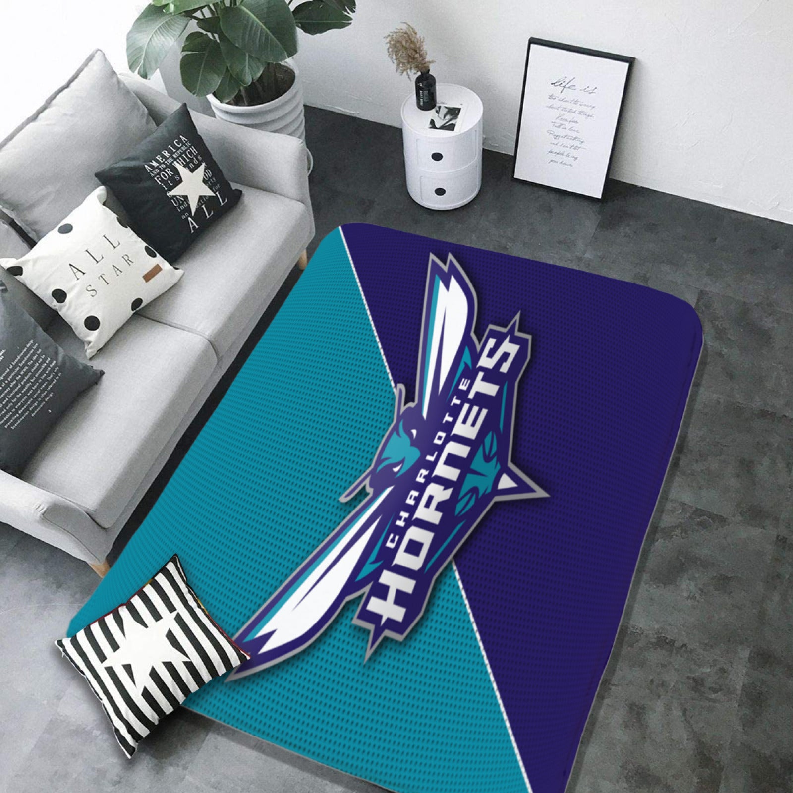 Charlotte Basketball Hornets Carpet Living Room Bedroom Mats Kitchen Bathroom Rugs