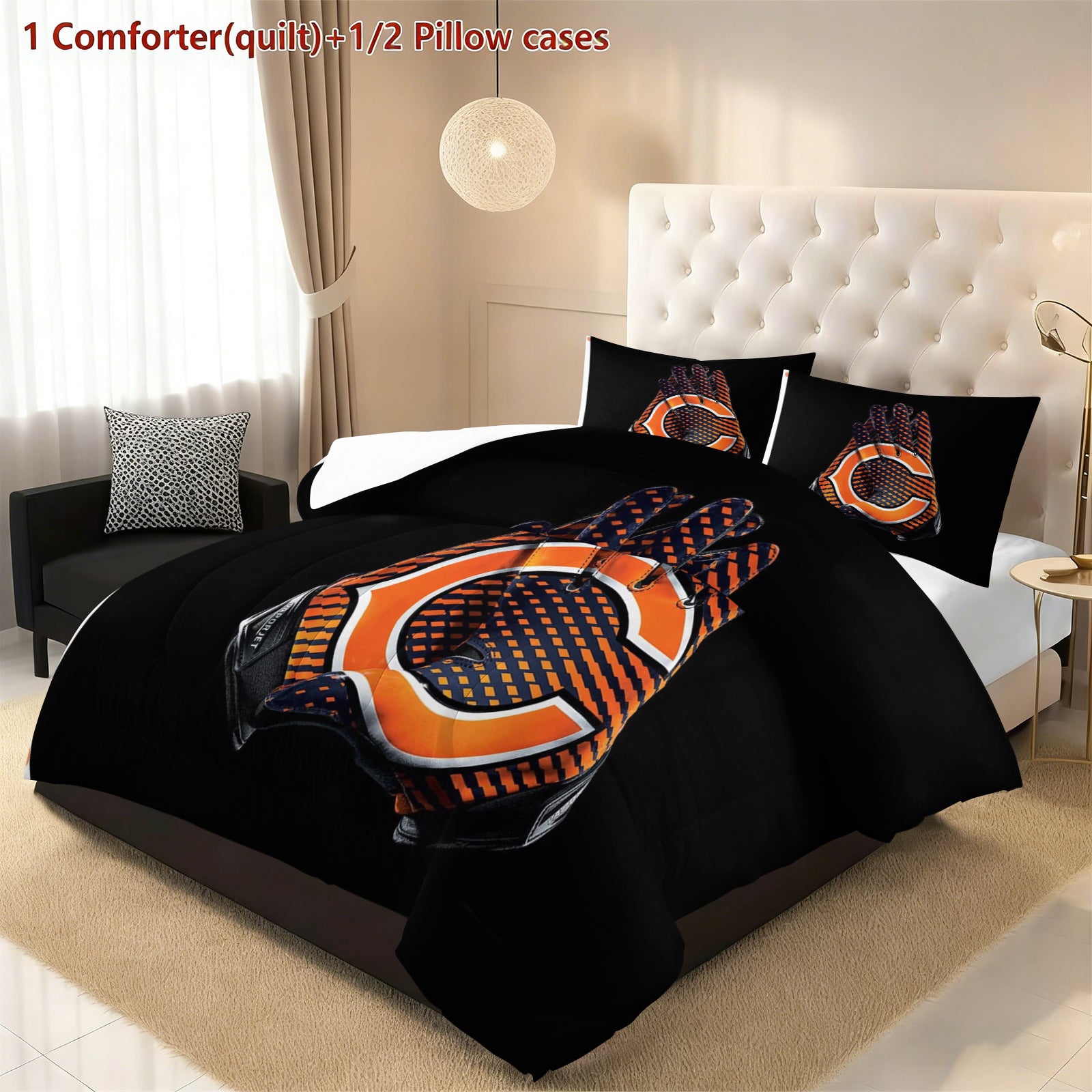Chicago Bears Comforter Pillowcase Sets Blanket All Season Reversible Quilted Duvet