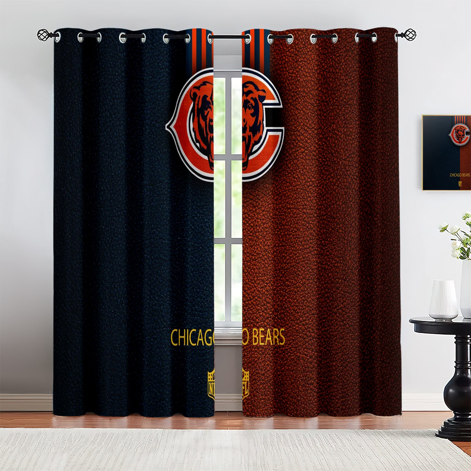 Chicago Bears Blackout Curtains Drapes For Window Treatment Set