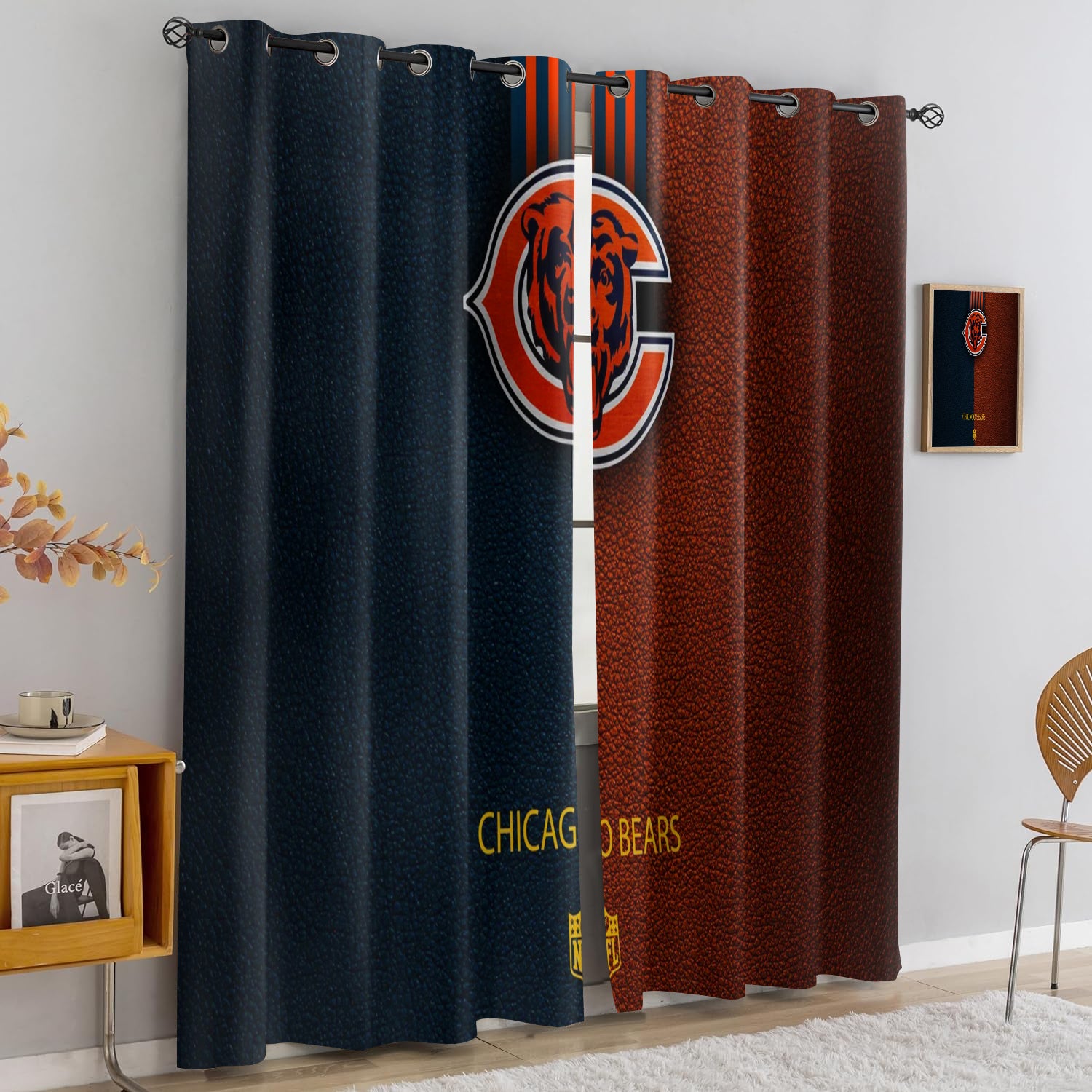 Chicago Bears Blackout Curtains Drapes For Window Treatment Set