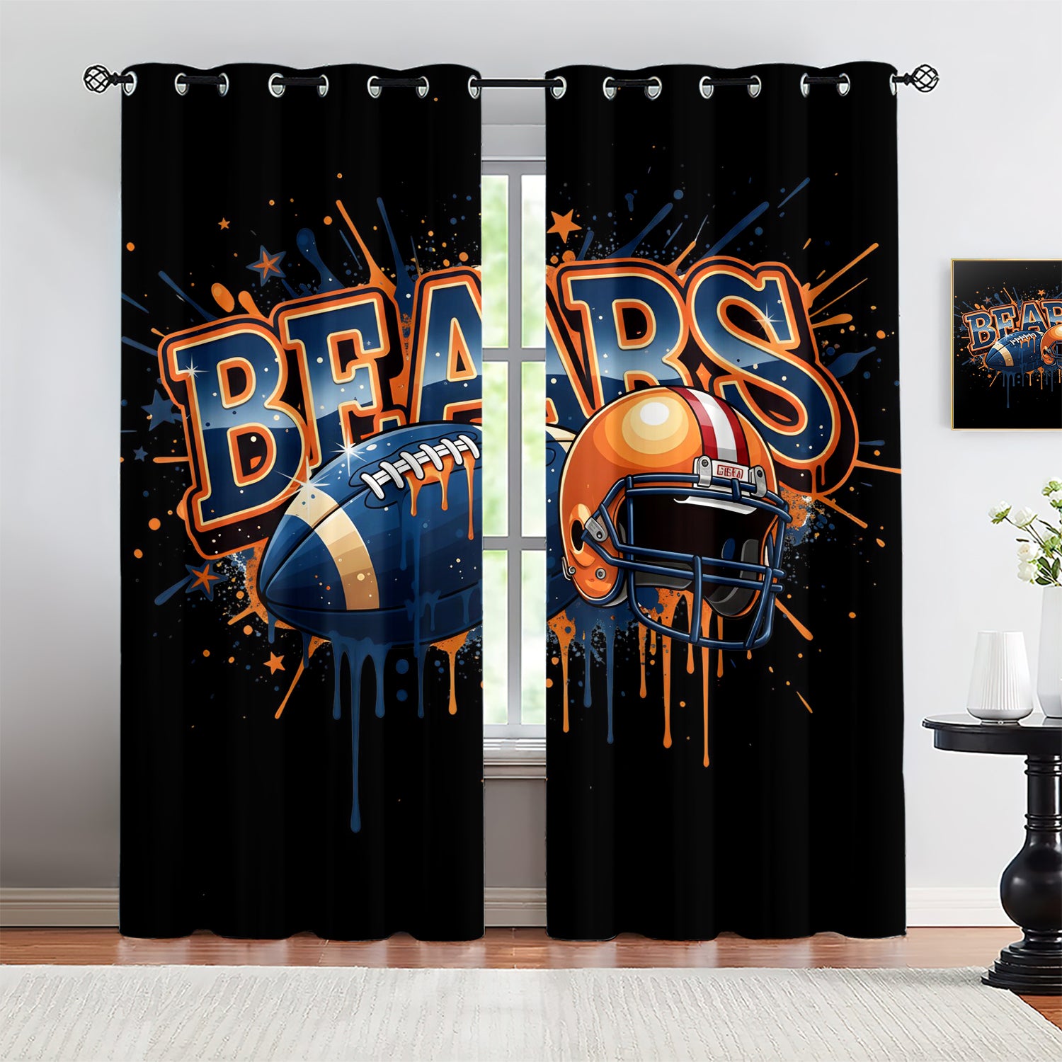 Chicago Bears Blackout Curtains Drapes For Window Treatment Set