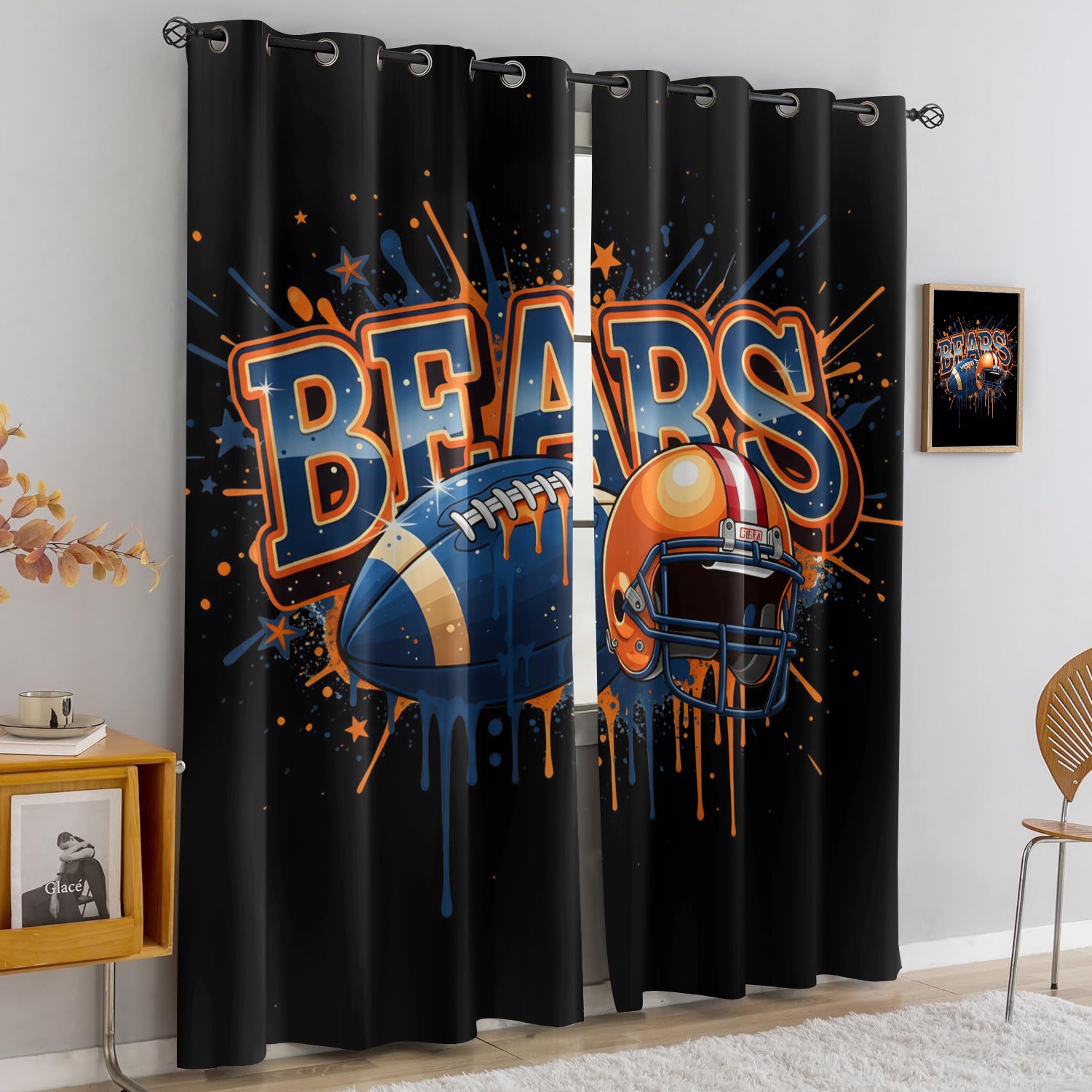 Chicago Bears Blackout Curtains Drapes For Window Treatment Set