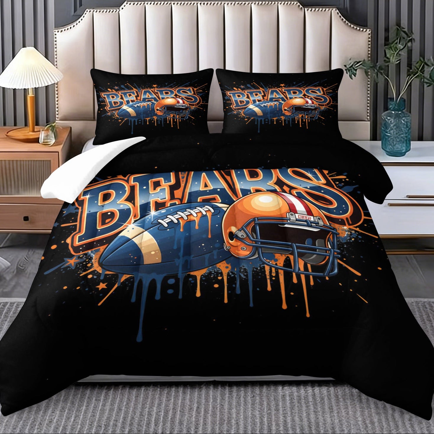 Chicago Bears Comforter Pillowcase Sets Blanket All Season Reversible Quilted Duvet