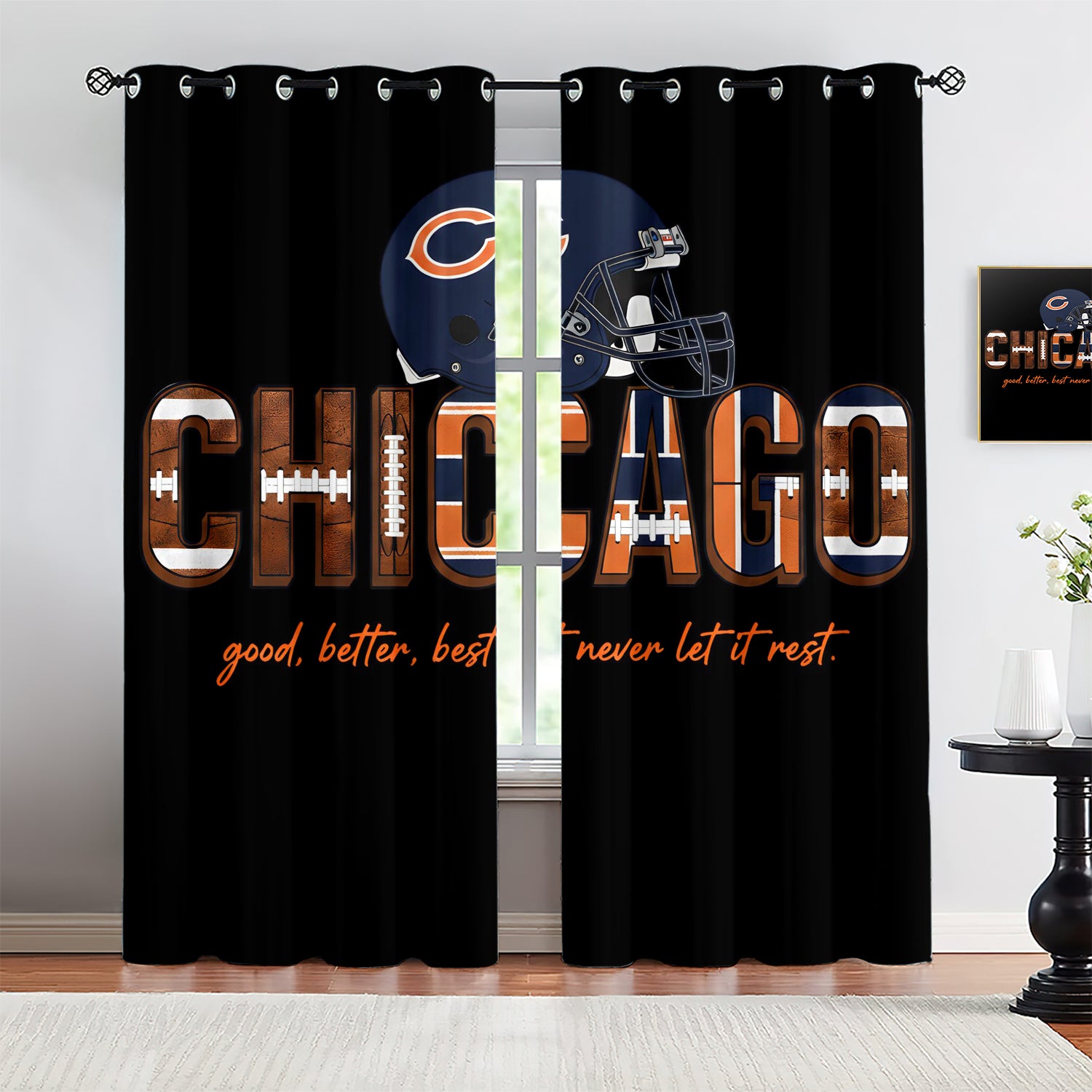 Chicago Bears Blackout Curtains Drapes For Window Treatment Set