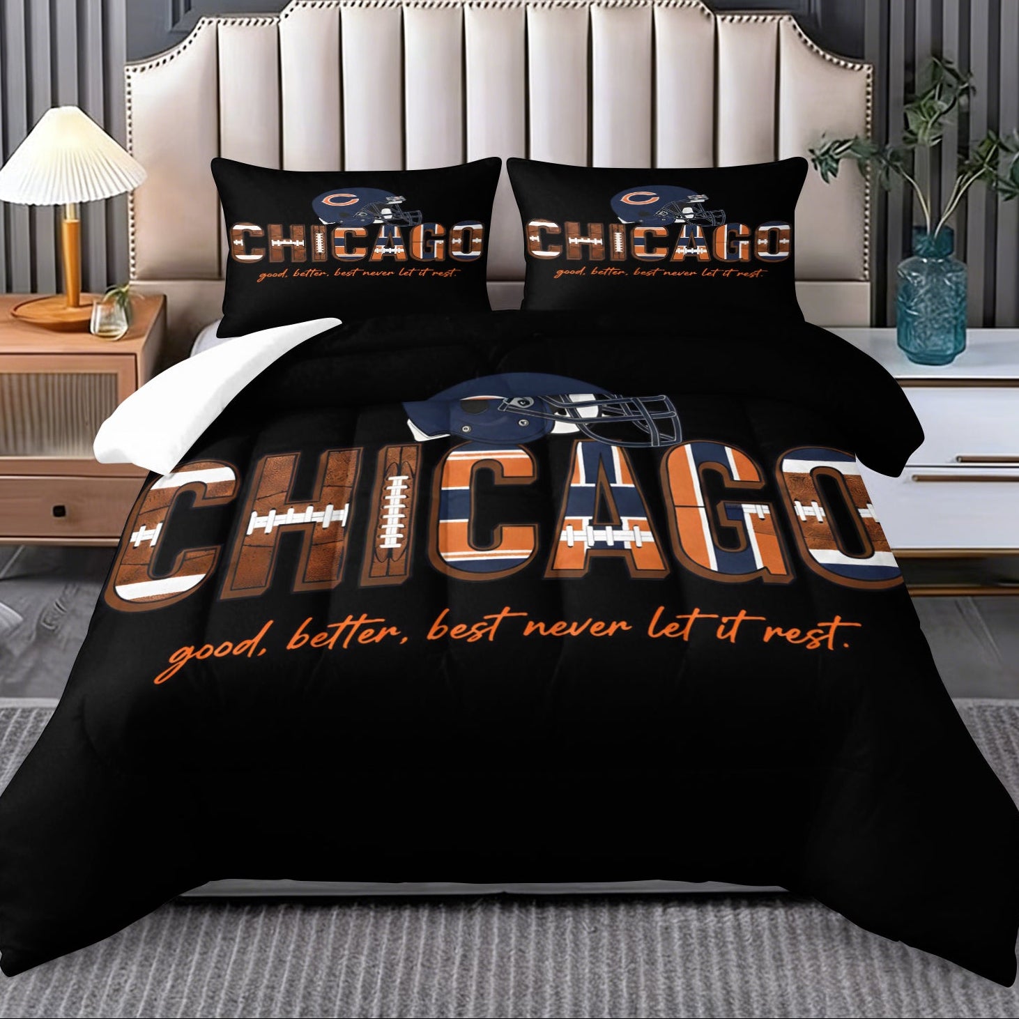 Chicago Bears Comforter Pillowcase Sets Blanket All Season Reversible Quilted Duvet