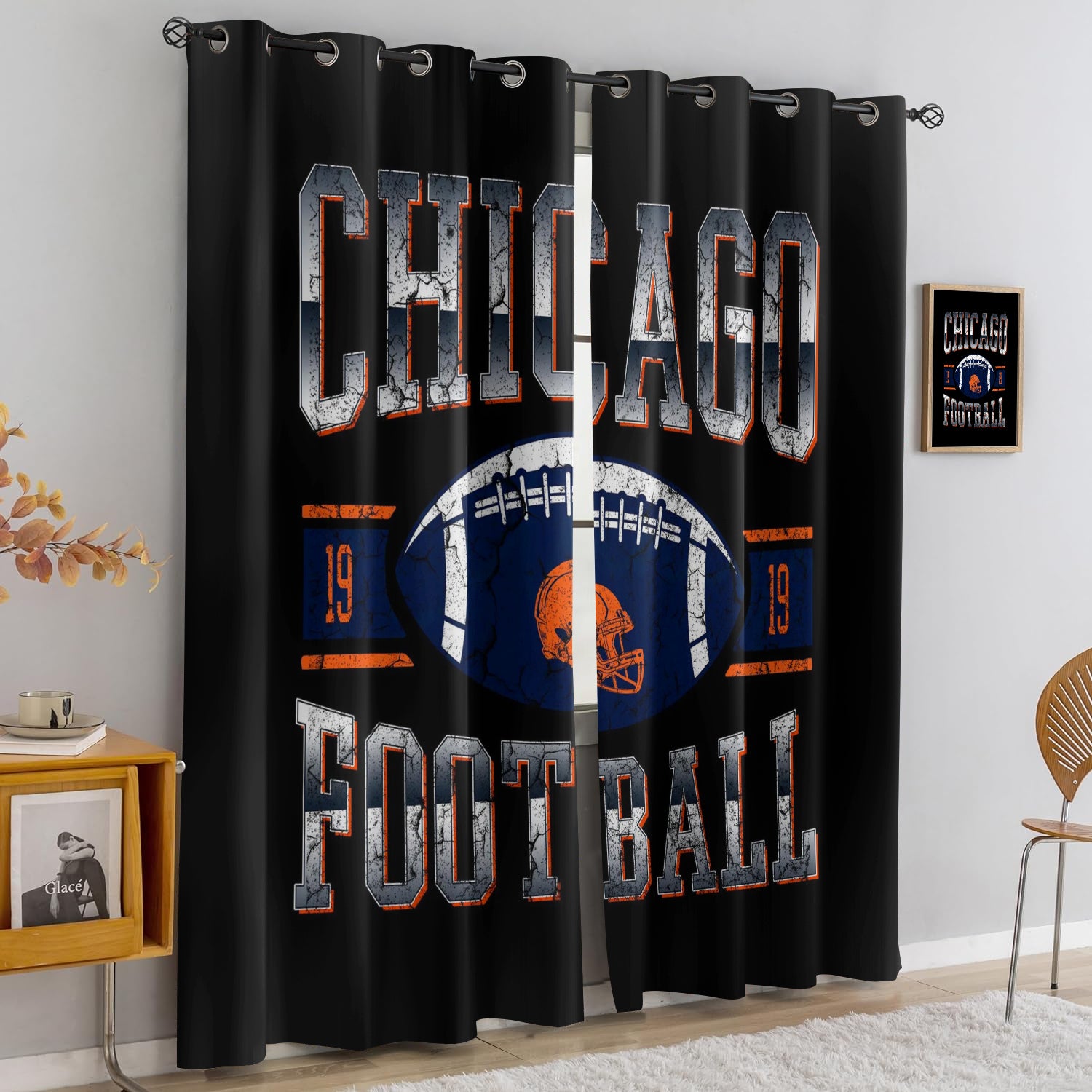 Chicago Bears Blackout Curtains Drapes For Window Treatment Set