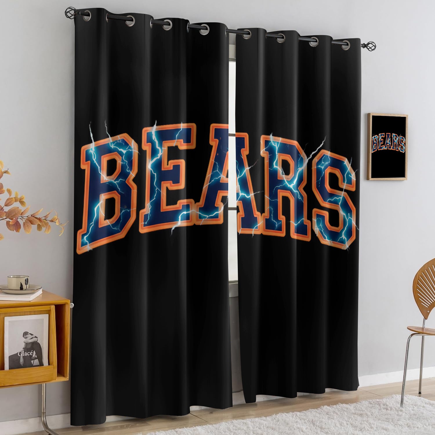 Chicago Bears Blackout Curtains Drapes For Window Treatment Set