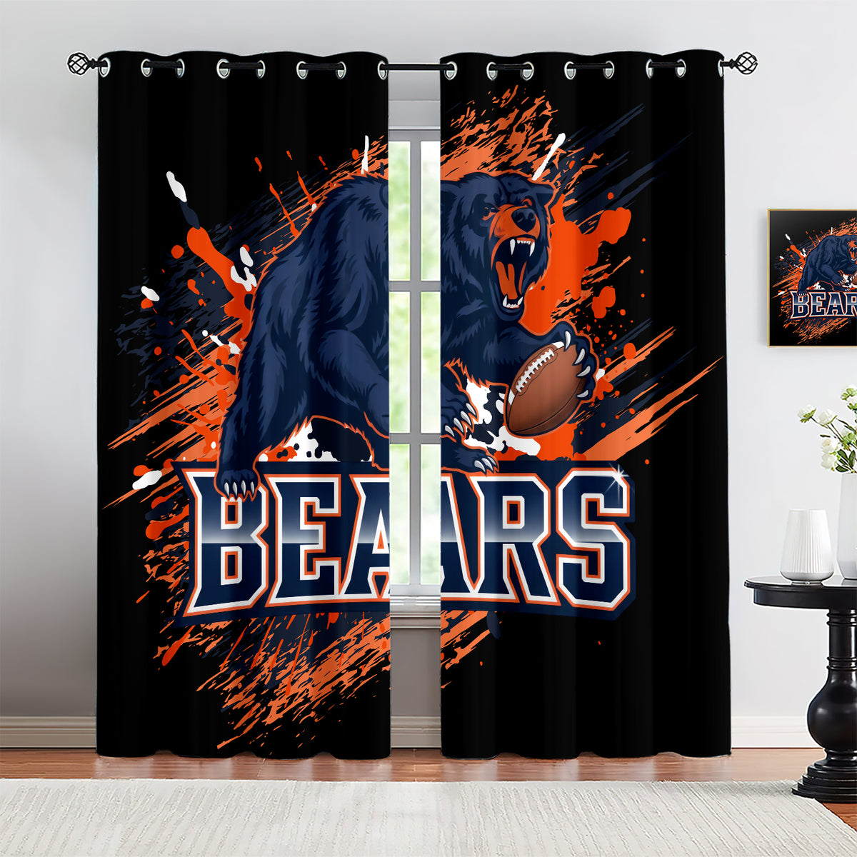 Chicago Bears Blackout Curtains Drapes For Window Treatment Set