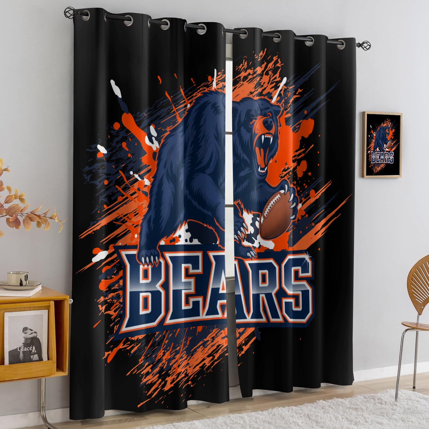 Chicago Bears Blackout Curtains Drapes For Window Treatment Set