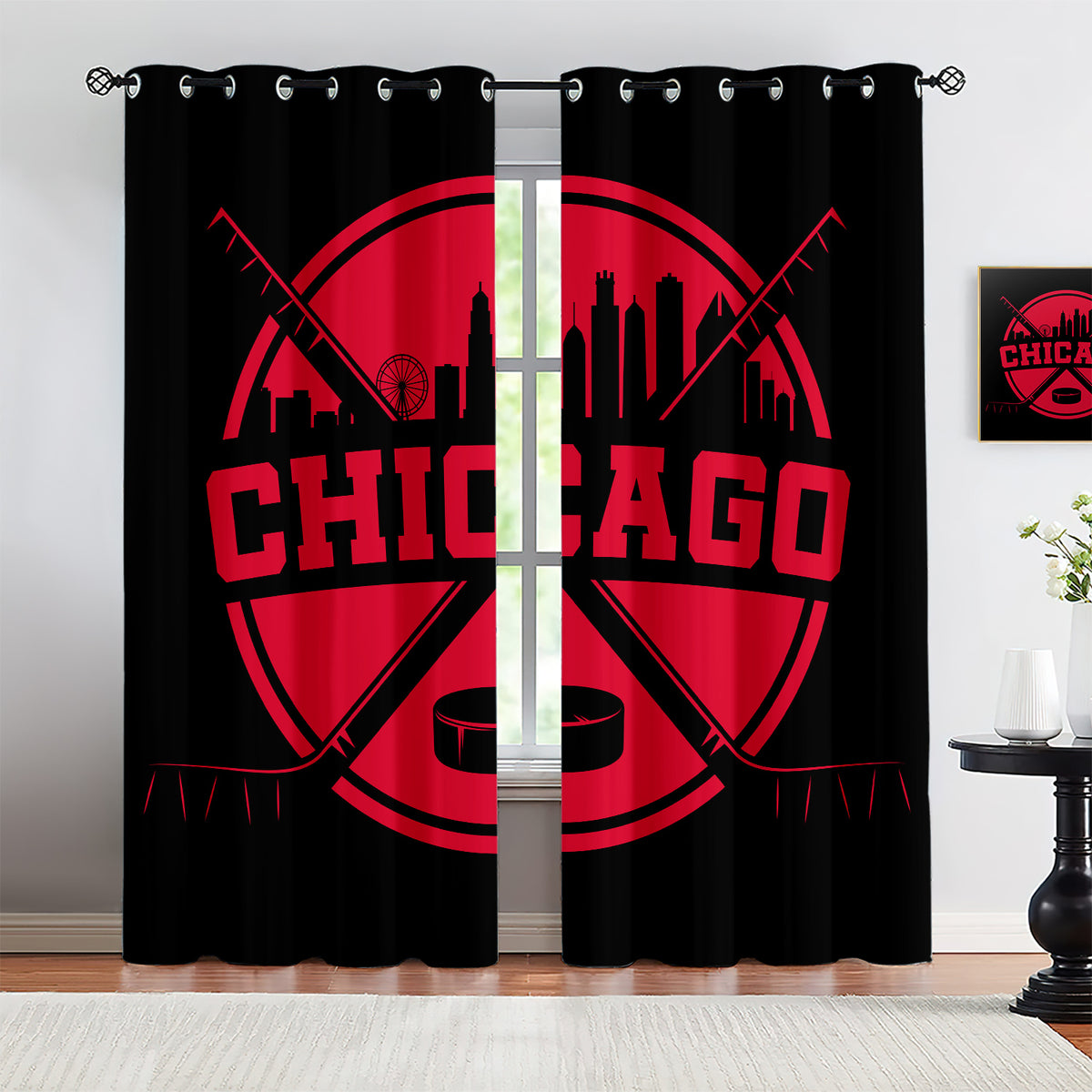 Chicago Blackhawks Blackout Curtains Drapes For Window Treatment Set
