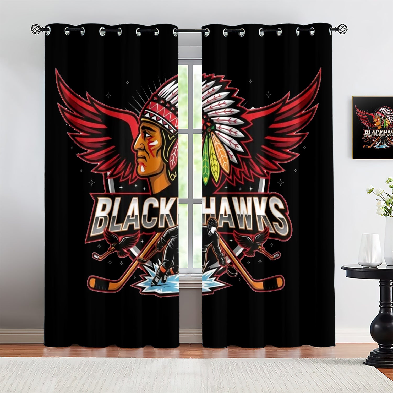 Chicago Blackhawks Blackout Curtains Drapes For Window Treatment Set