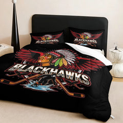 Chicago Blackhawks Hockey League Comforter Pillowcase Sets Blanket All Season Reversible Quilted Duvet