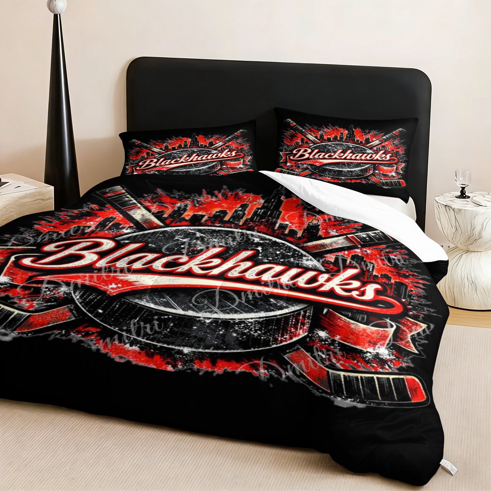 Chicago Blackhawks Hockey League Comforter Pillowcase Sets Blanket All Season Reversible Quilted Duvet