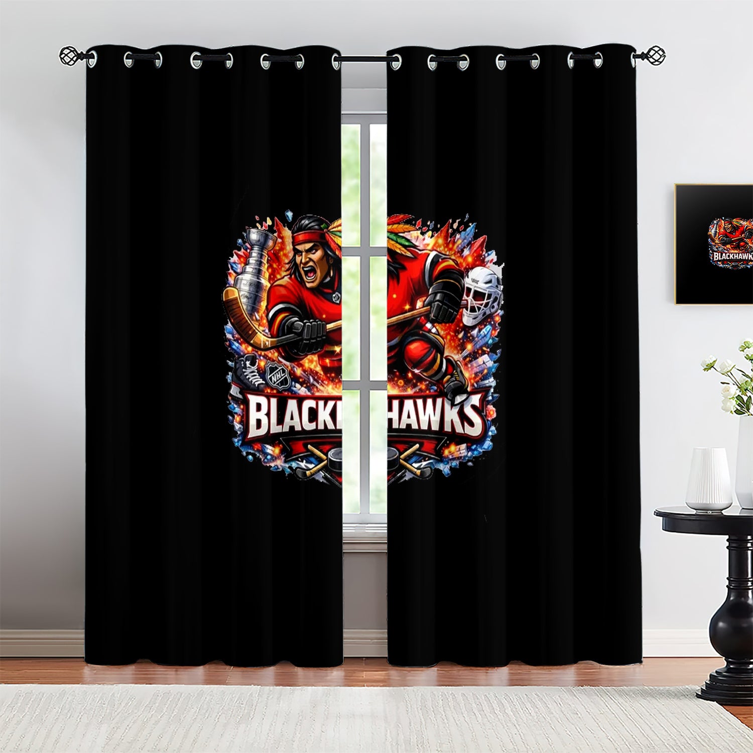 Chicago Blackhawks Blackout Curtains Drapes For Window Treatment Set