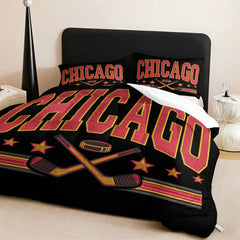 Chicago Blackhawks Hockey League Comforter Pillowcase Sets Blanket All Season Reversible Quilted Duvet