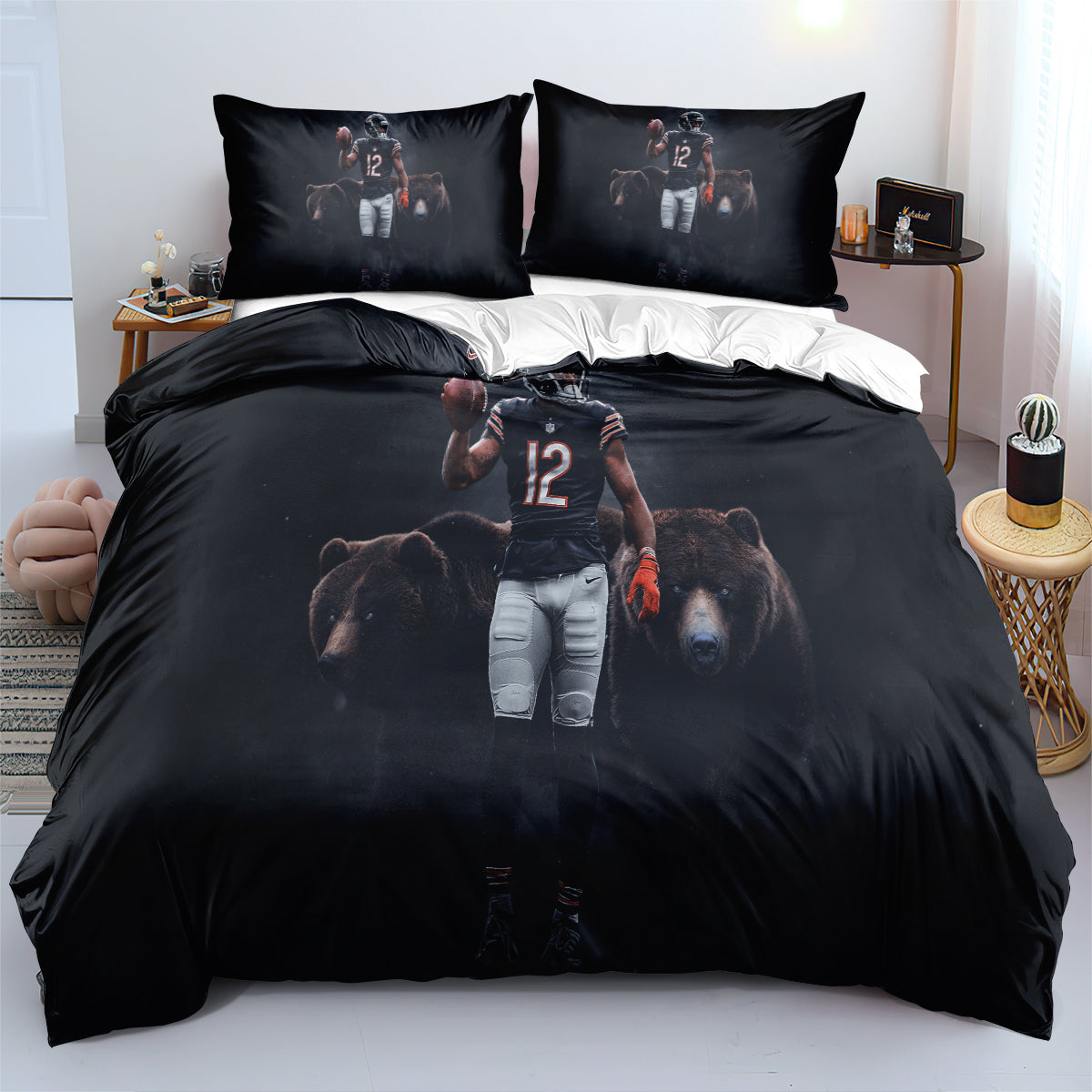 Chicago Bears Football League Duvet Cover Quilt Cover Pillowcase Bedding Set Bed Linen Home Decor