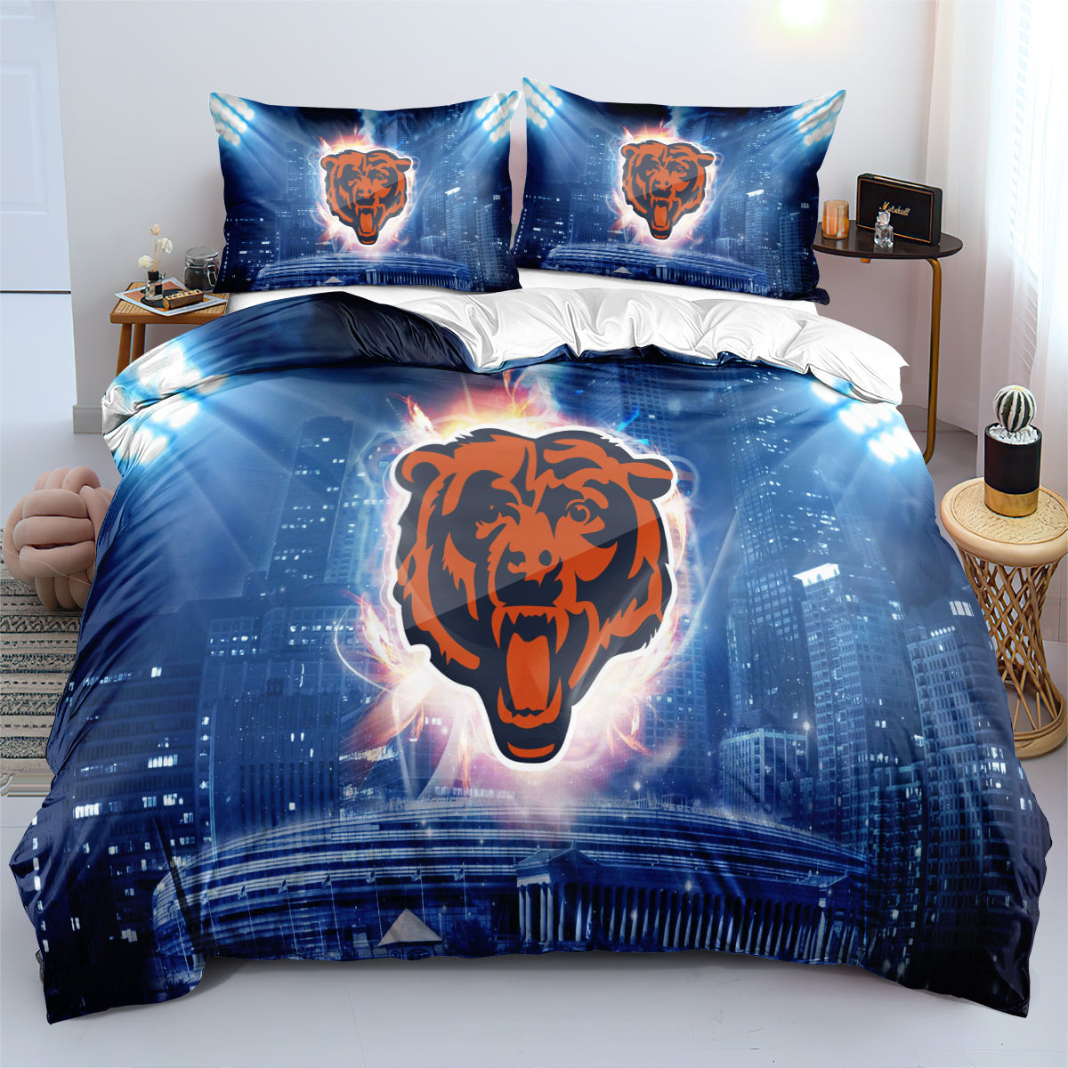 Chicago Bears Football League Duvet Cover Quilt Cover Pillowcase Bedding Set Bed Linen Home Decor