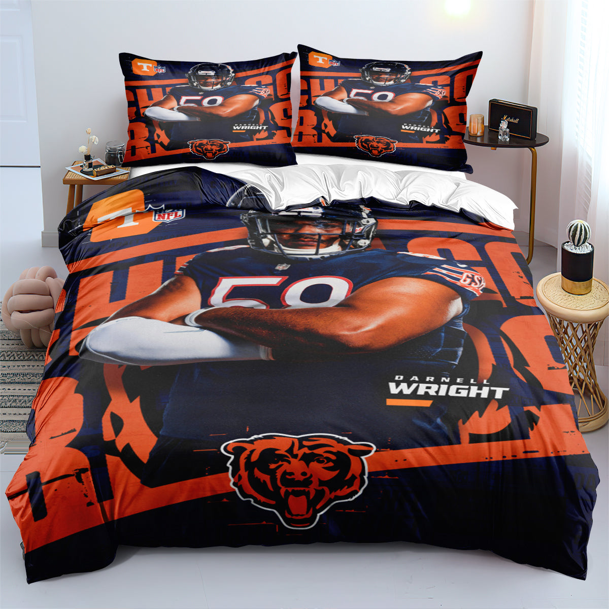 Chicago Bears Football League Duvet Cover Quilt Cover Pillowcase Bedding Set Bed Linen Home Decor