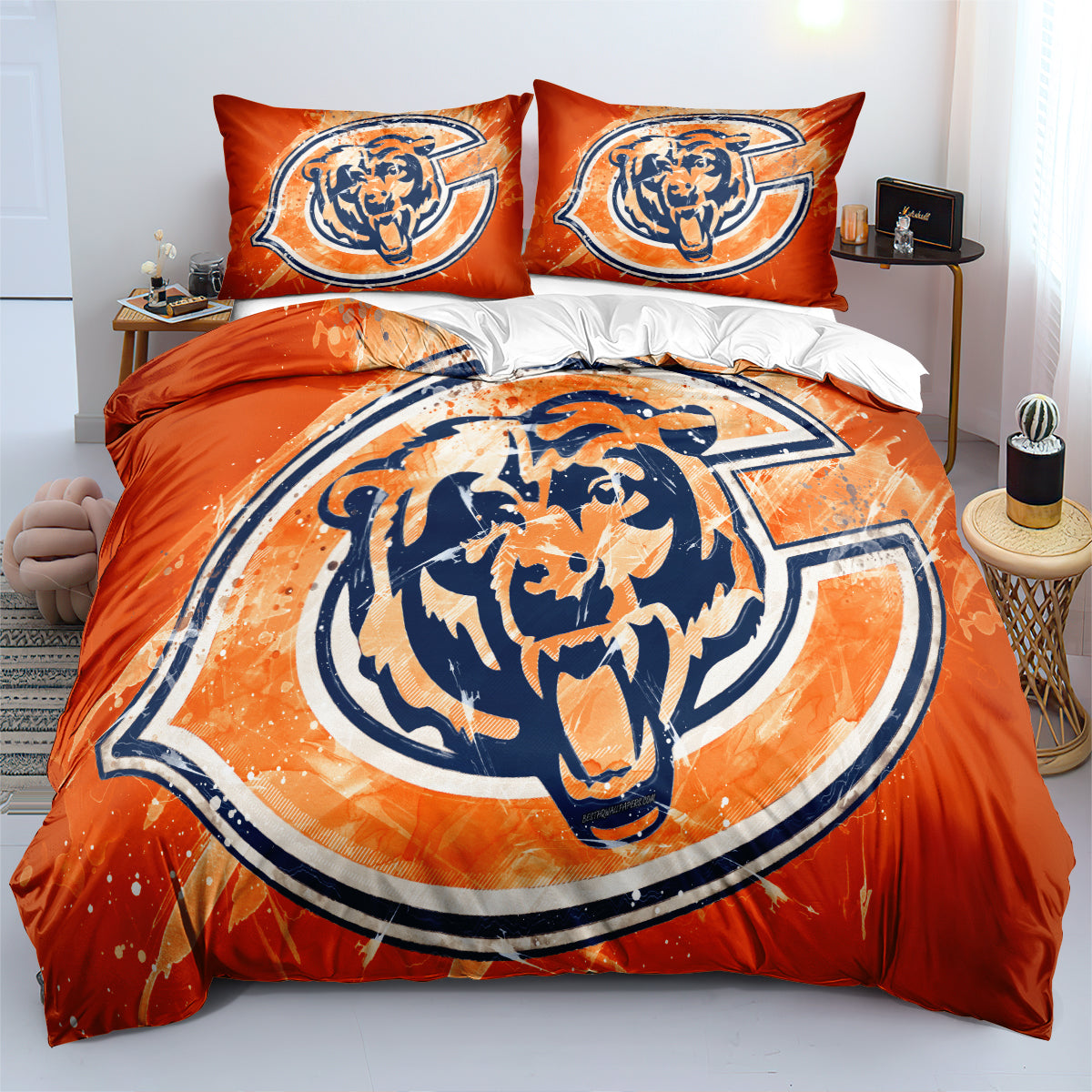 Chicago Bears Football League Duvet Cover Quilt Cover Pillowcase Bedding Set Bed Linen Home Decor