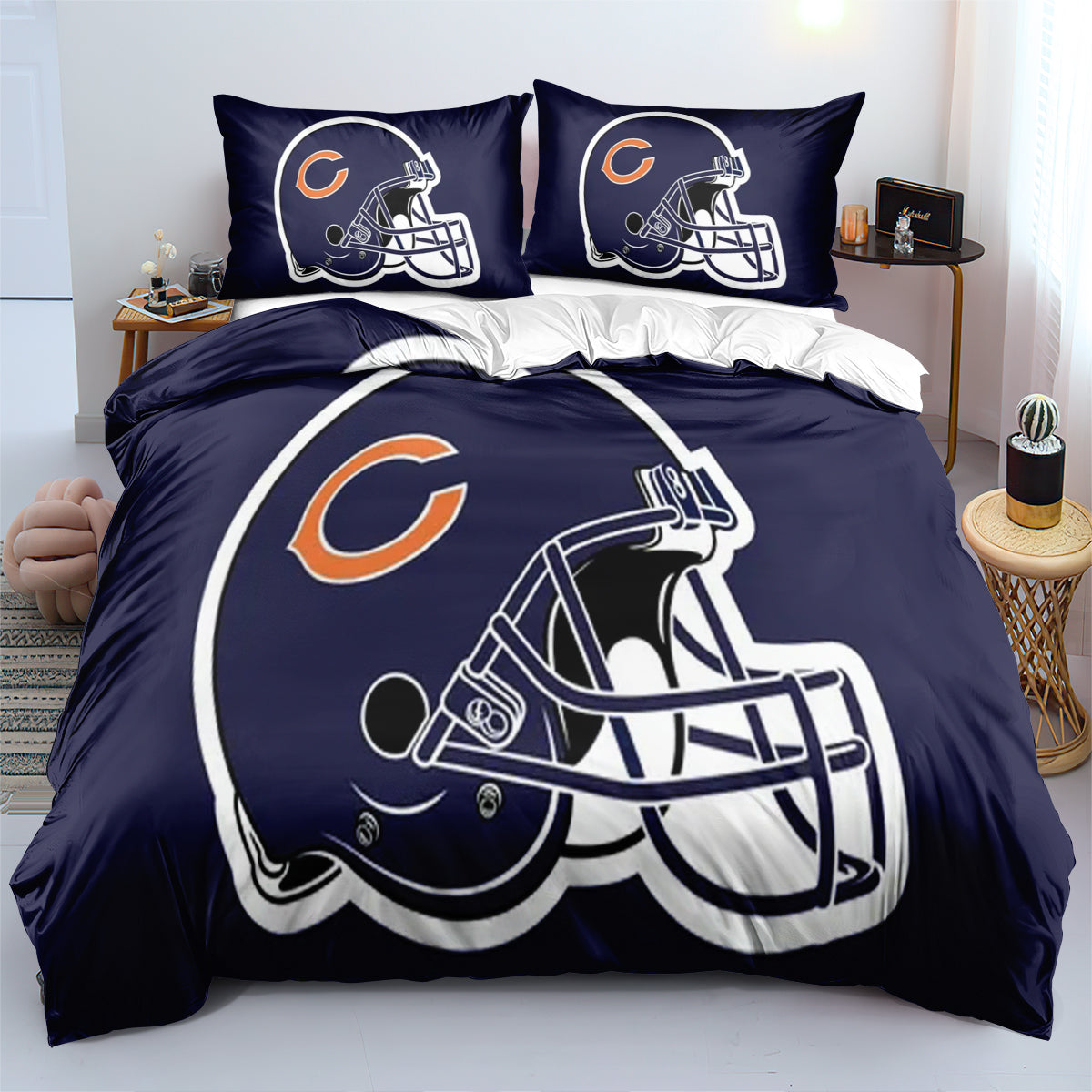 Chicago Bears Football League Duvet Cover Quilt Cover Pillowcase Bedding Set Bed Linen Home Decor